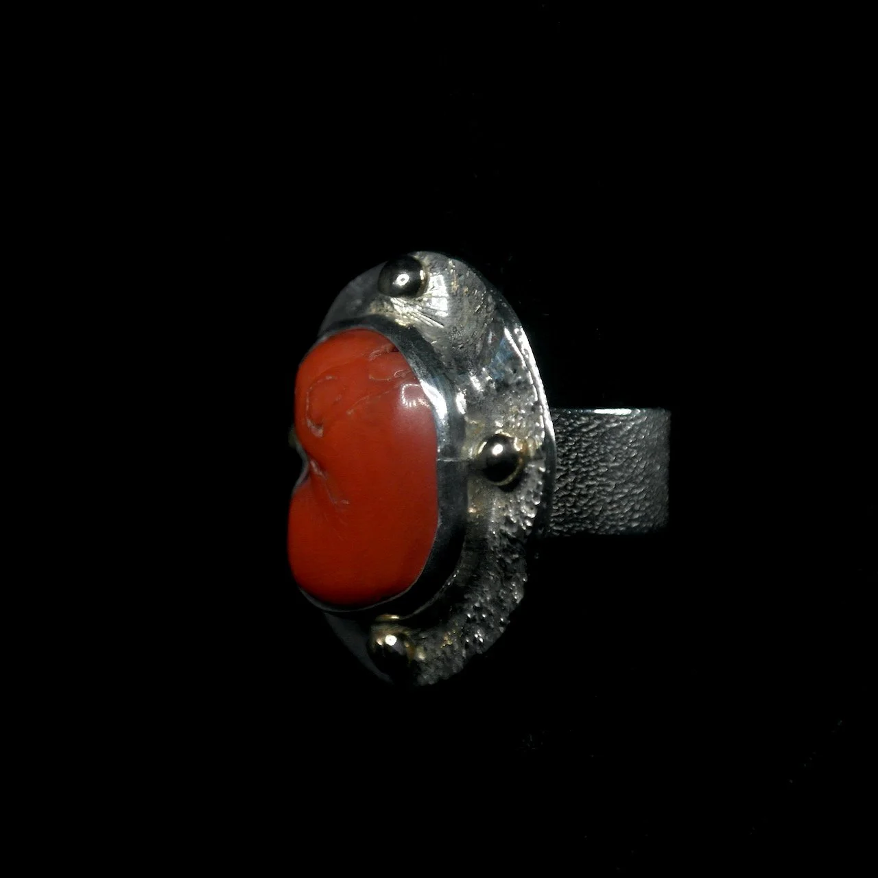 230-5 Monroe Jackson Sterling Silver, 14k Gold, and Coral Ring $1450-side.jpeg