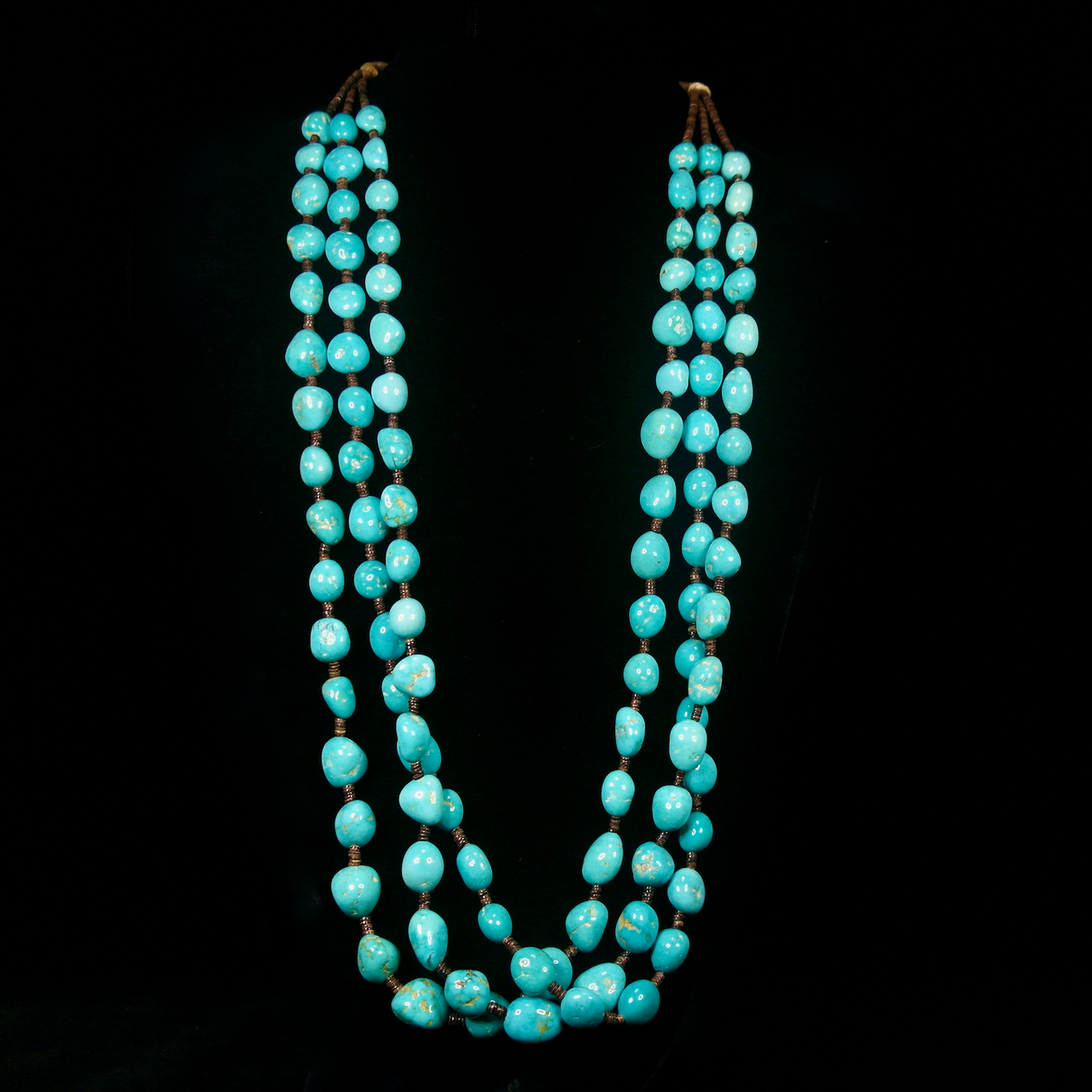 61-618 Three Strand Turquoise Bead Necklace $1650.png