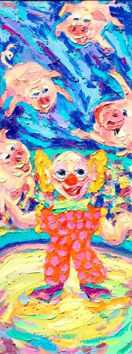 20-404 Jim Rabby "Clown Juggles Pigs" $6,500.jpg