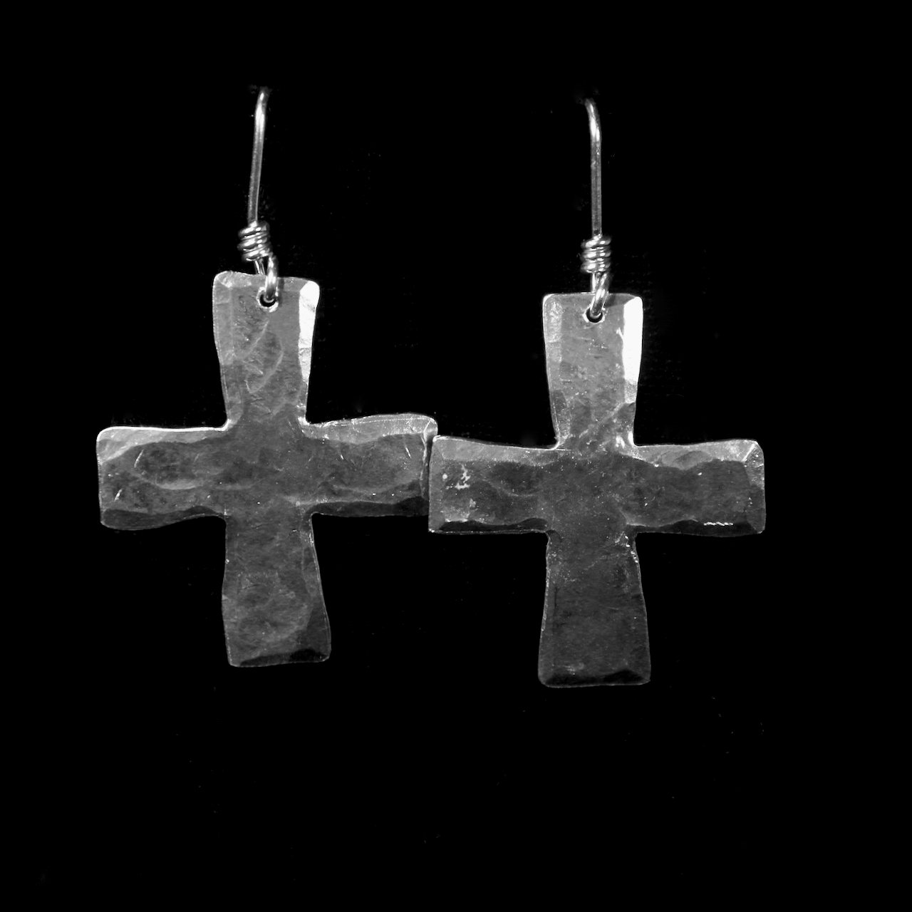56-1347 Tony Davis Ingot Silver Textured Cross Earrings $165.png