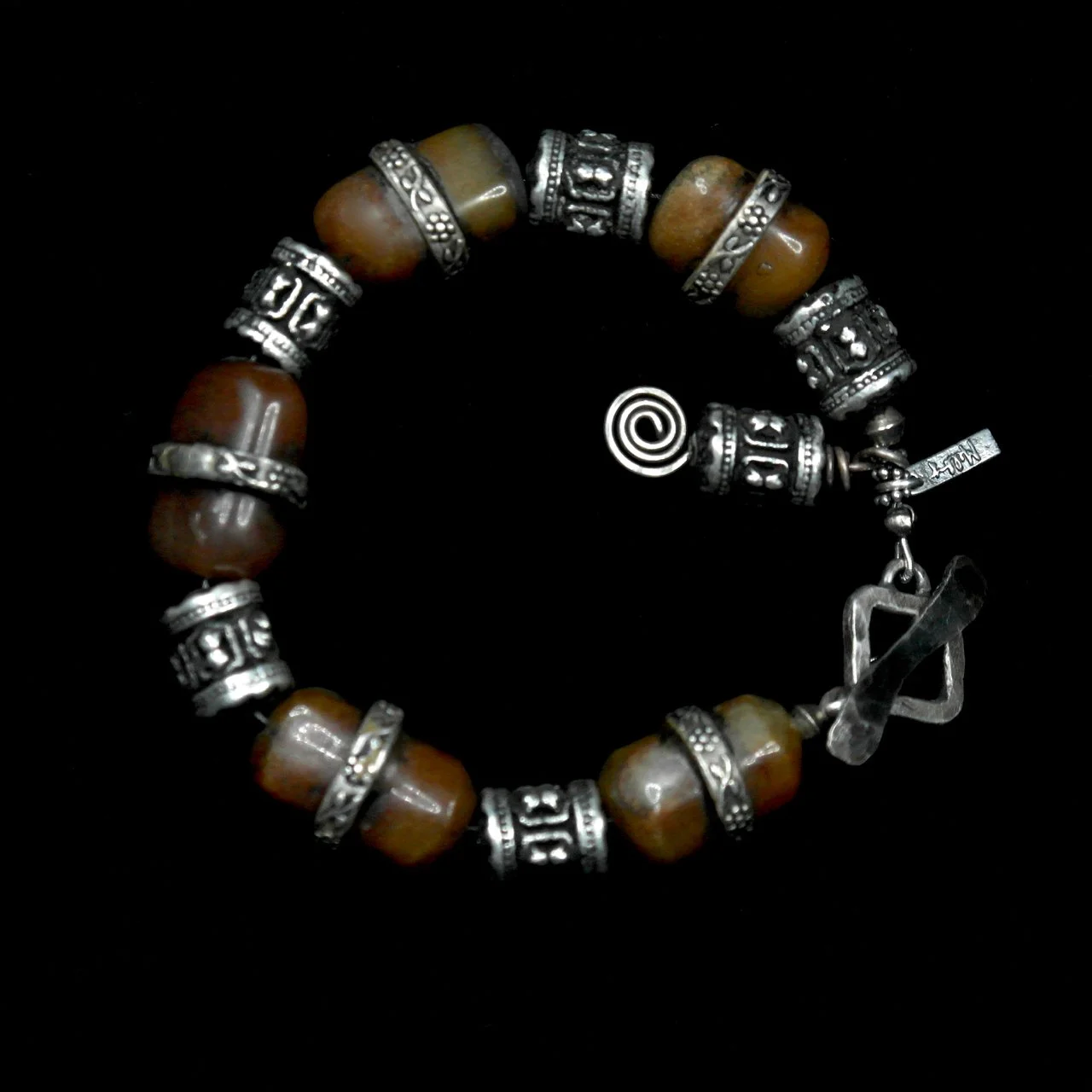 45-1131 Margie Melby Sterling with Yellow Jasper Beaded Bracelet $495.jpg