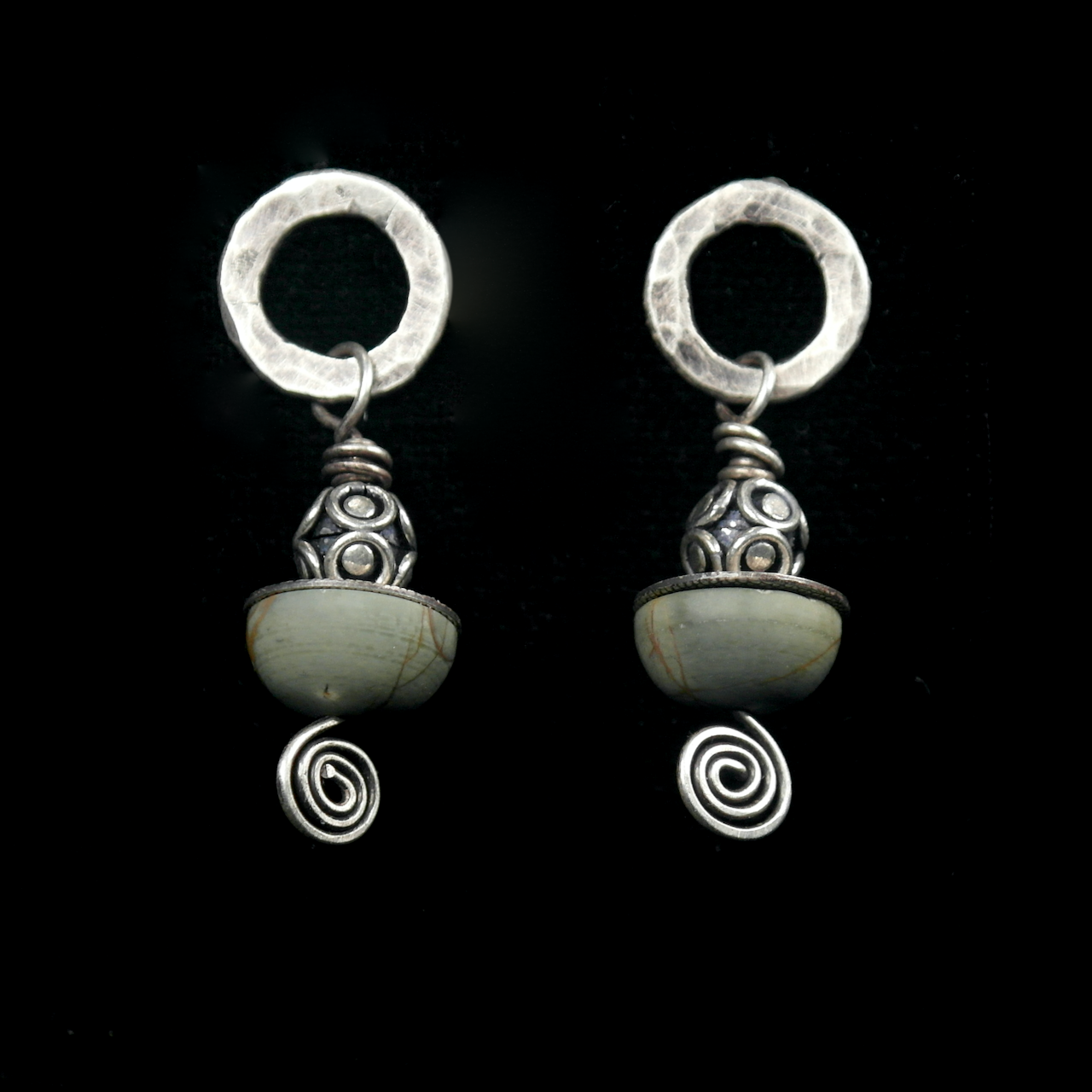 45-1075 Fine Silver Green Fire Agate Earrings $178.png