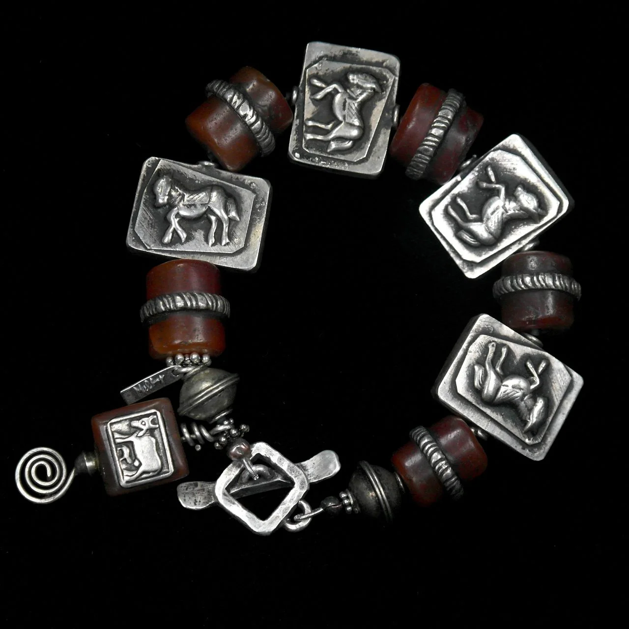 45-1127 Margie Melby Tibetan Silver and Carnelian Beaded Bracelet $495.jpg