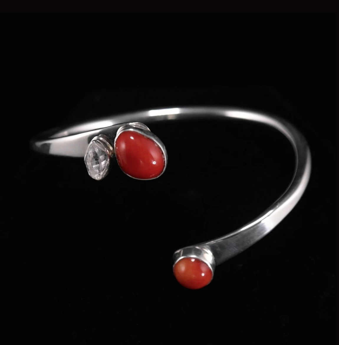 50-227 Lilly Barrack Coral and Herkimer Diamond Cuff Bracelet $368.png
