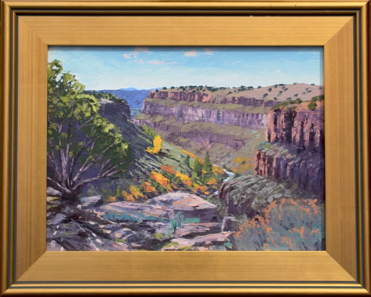 5-216 Ken Daggett %22Fall in the Rio Pueblo%22 $1600-framed.jpg