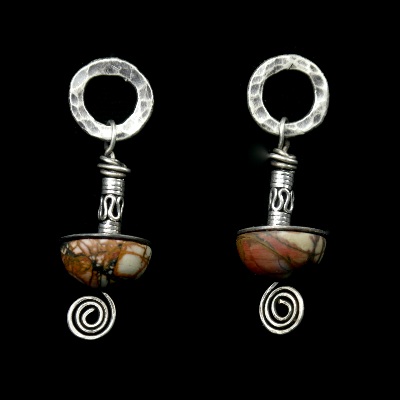 45-1082 Fine Silver Red:Brown Post Earrings $178.png
