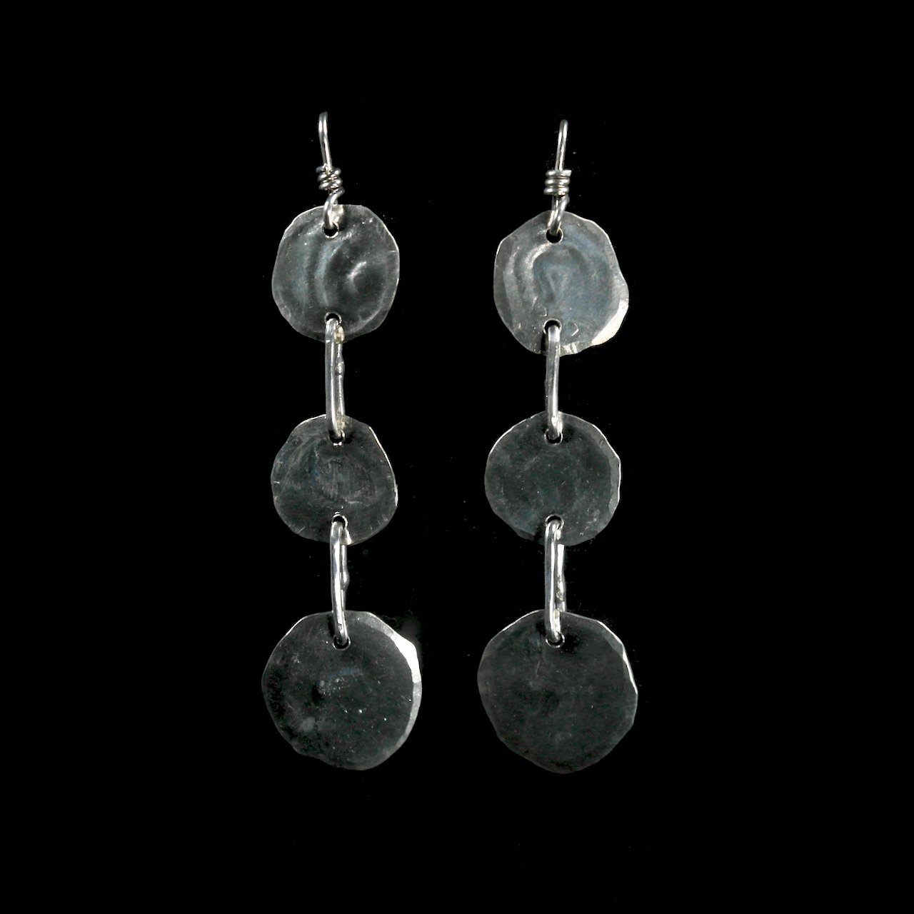 56-1201 Tony Davis Ingot Silver Three Solid Circle Earrings $138.jpg