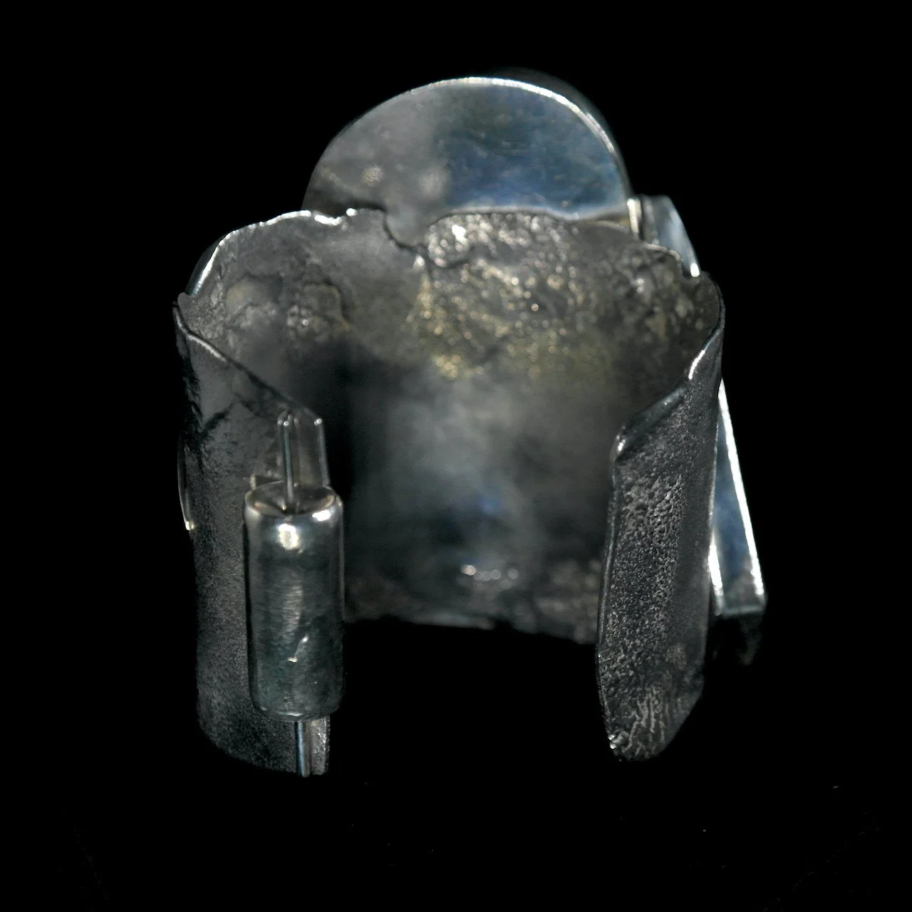 78-257 Buddy Lee Sterling Silver with Hand Carved Turquoise Face and Abalone Shell Cuff Bracelet $2500-back.jpeg