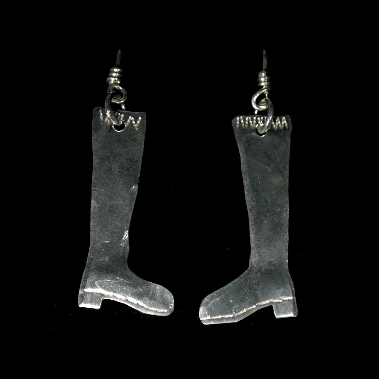 56-981 Tony Davis Ingot Silver Boot Shaped French Hook Earrings $128.jpeg