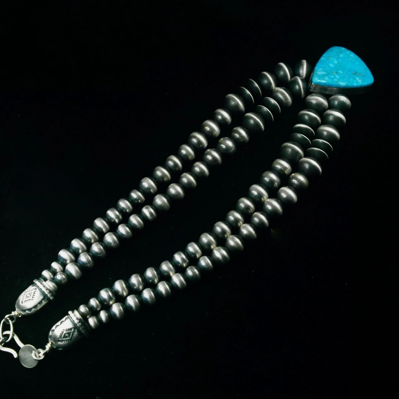 94-1001 SS Navajo Pearl with Kingman Turquoise Necklace $3550.jpeg