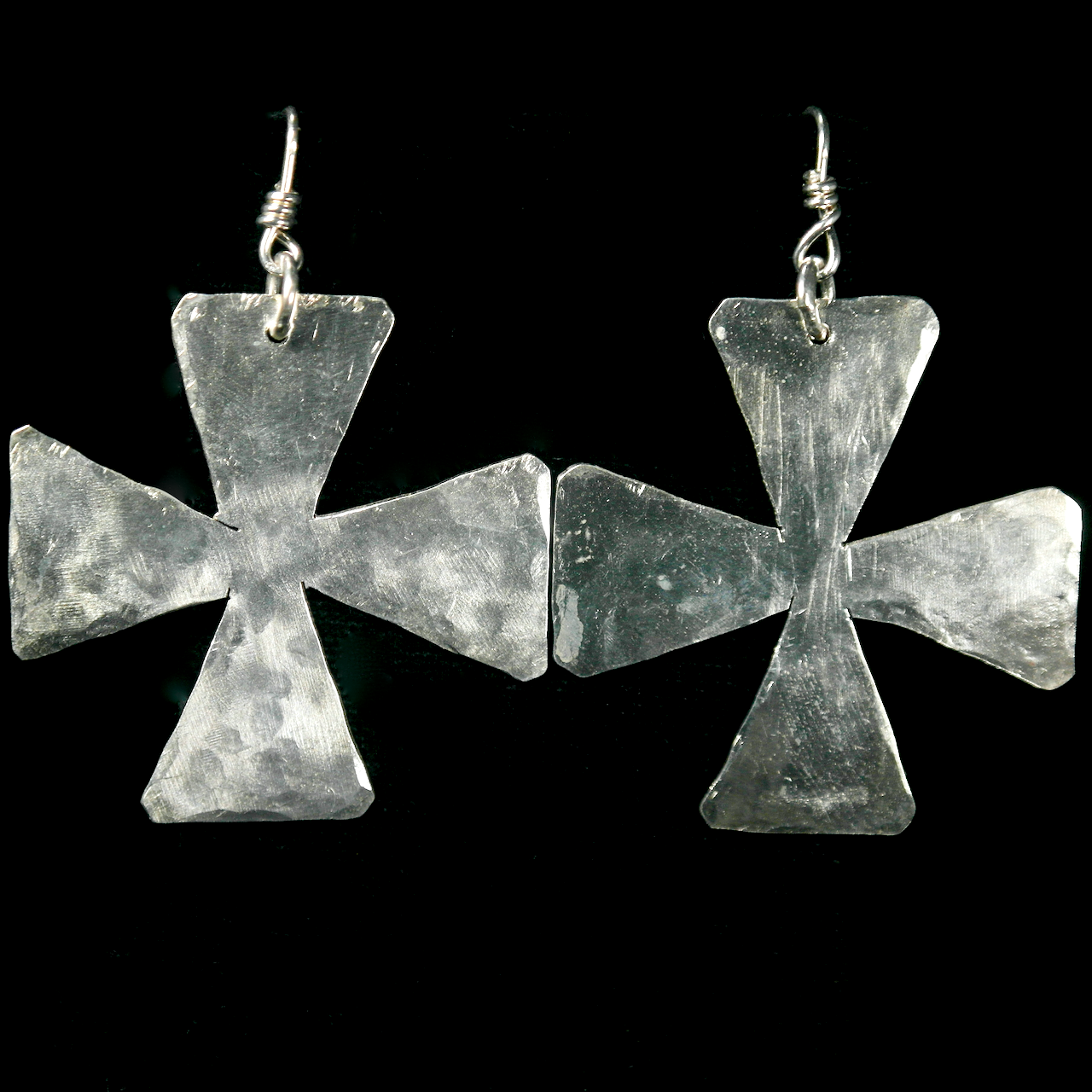 56-1342 Tony Davis Ingot Silver 4 Triangle Cross Earrings $215.png