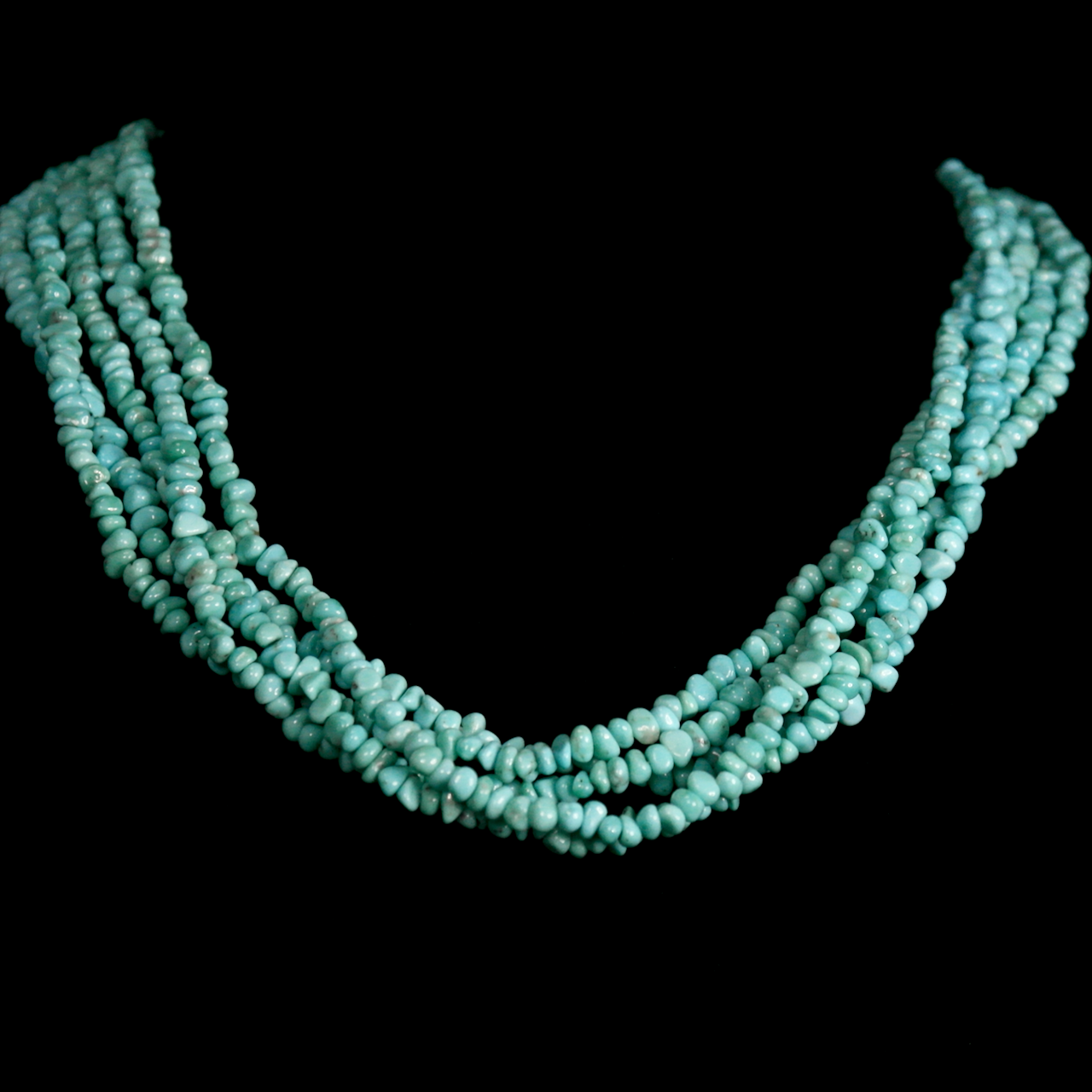 61-33 Sterling Silver with 5 Strand Turquoise Necklace 14%22-17%22 $188.png