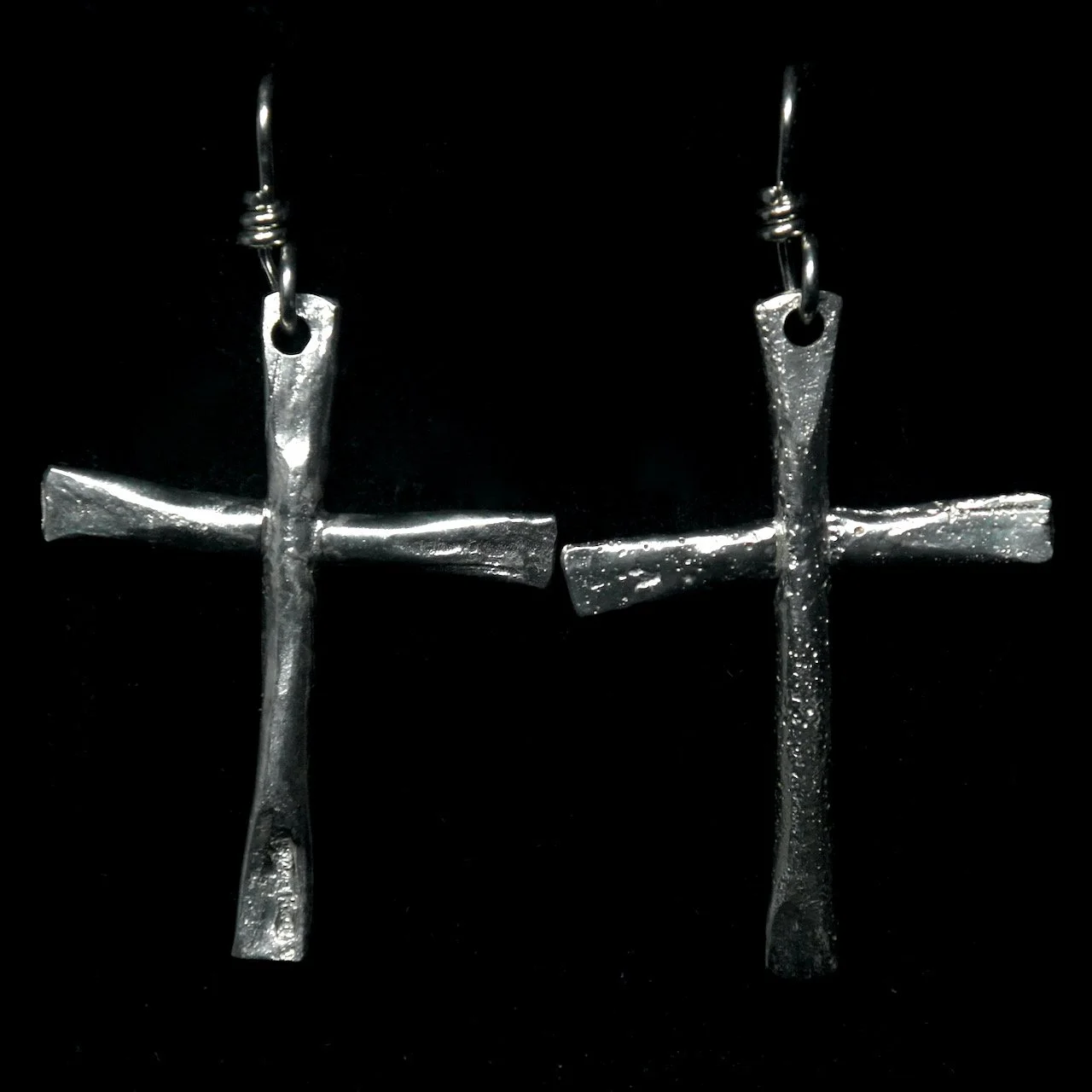 56-1216 Tony Davis Ingot Silver Cross French Hook Earrings $118.jpeg