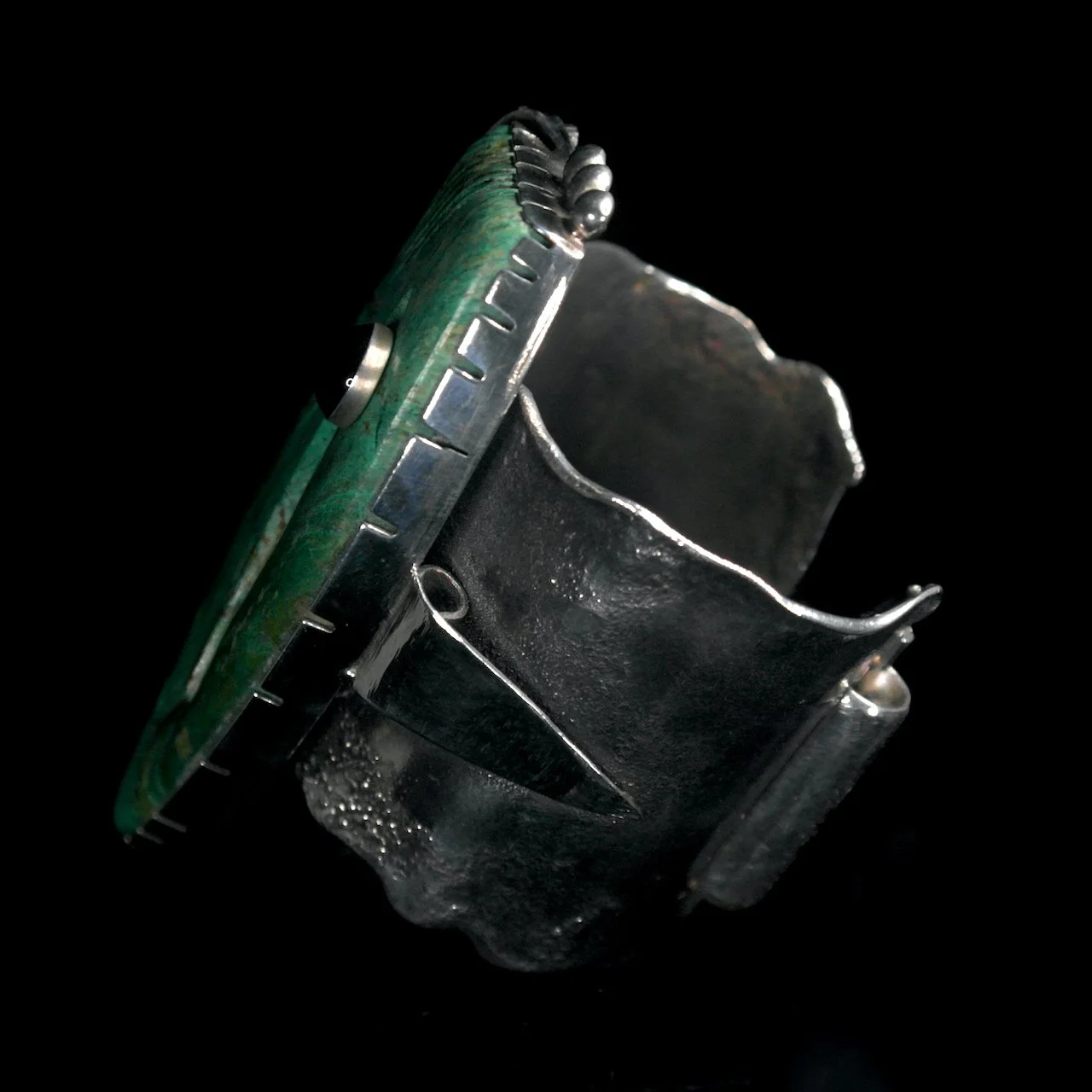78-254 Buddy Lee Sterling Silver with Turquoise with Onyx Eye Face Cuff Bracelet $2500-1.jpeg