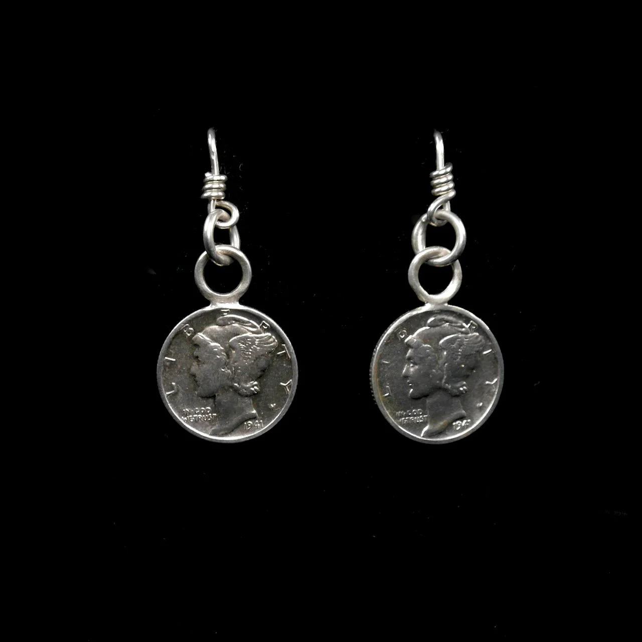 56-1203 Tony Davis Sterling Silver with Liberty Dime Coin Earrings $88.jpg