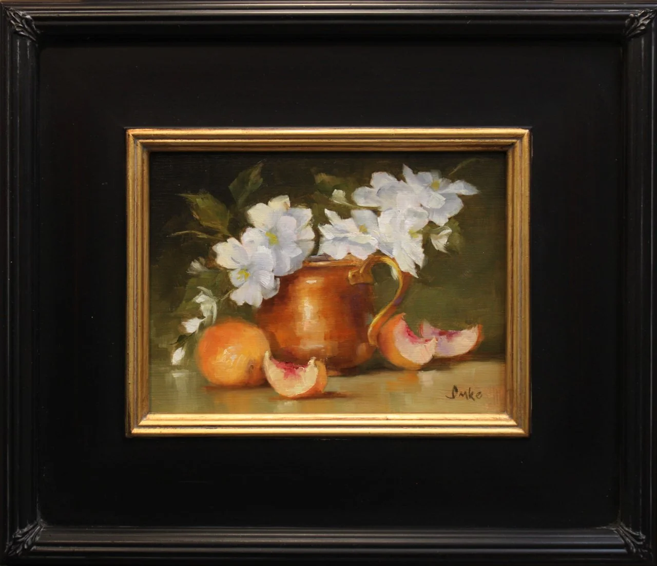 10-299 Denise Imke %22Copper Cup w Cherry Blossoms%22 $775-framed.jpg