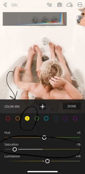 I typically change the yellow to get rid of artifical light and then orange to adjust skin tones.