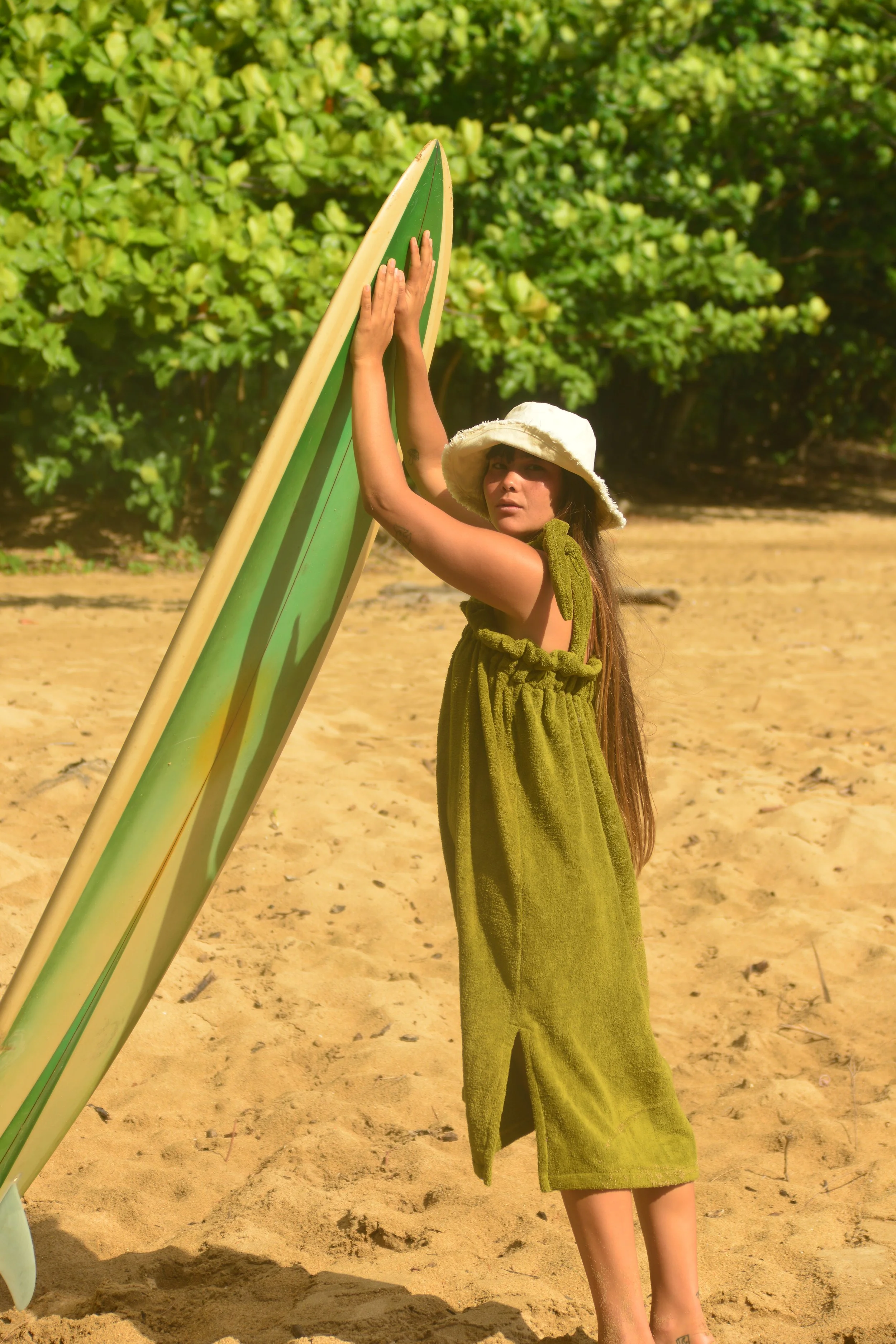 Isla Dress in Kelp Green