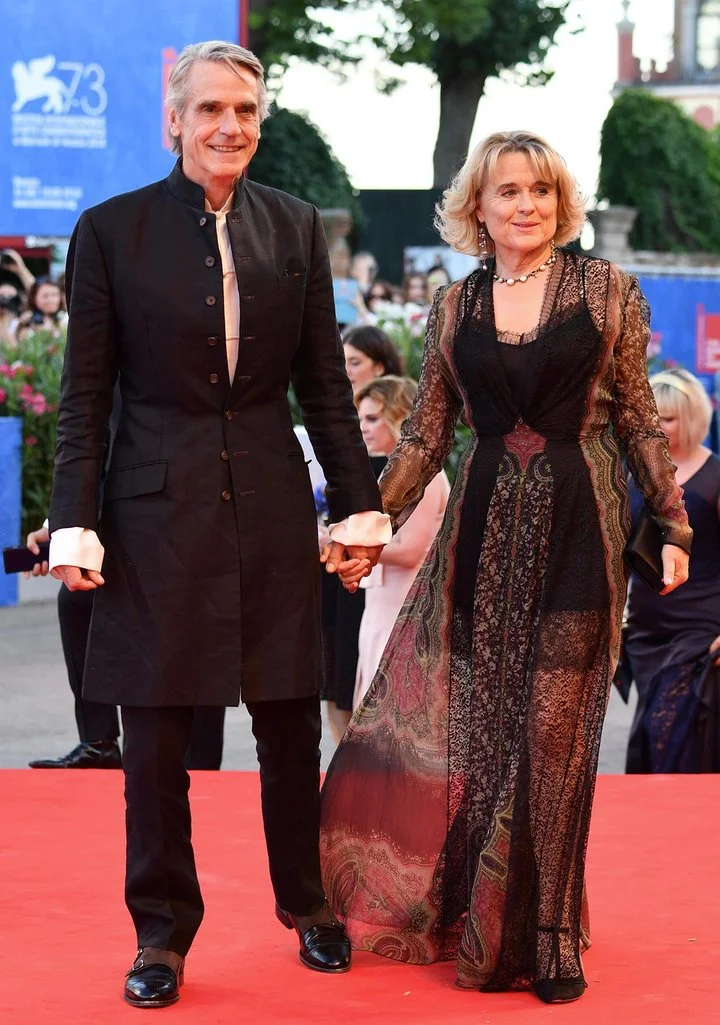Sinead Cusack in Etro with Jeremy Irons