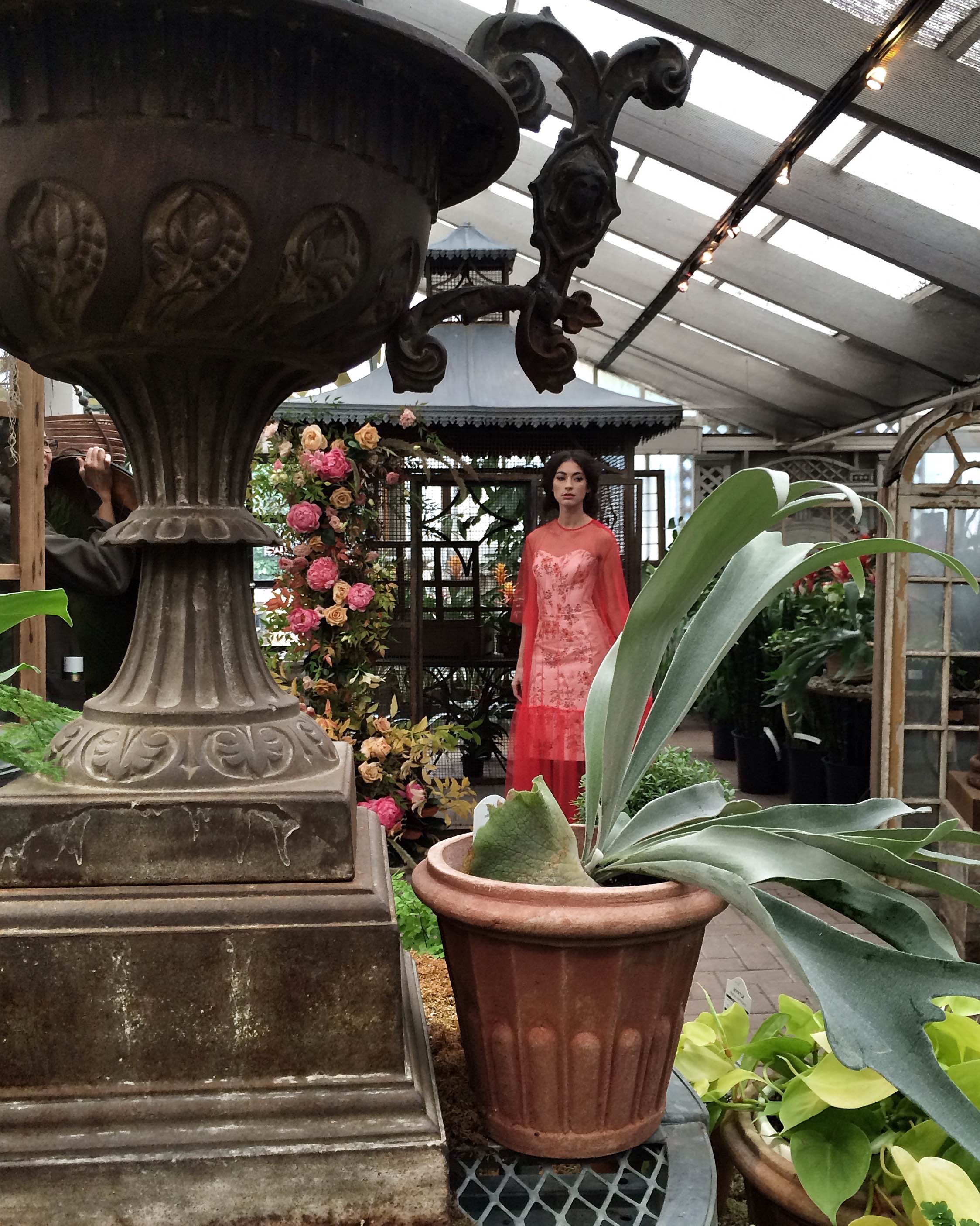 Coral Stella McCartney amongst the peonies.