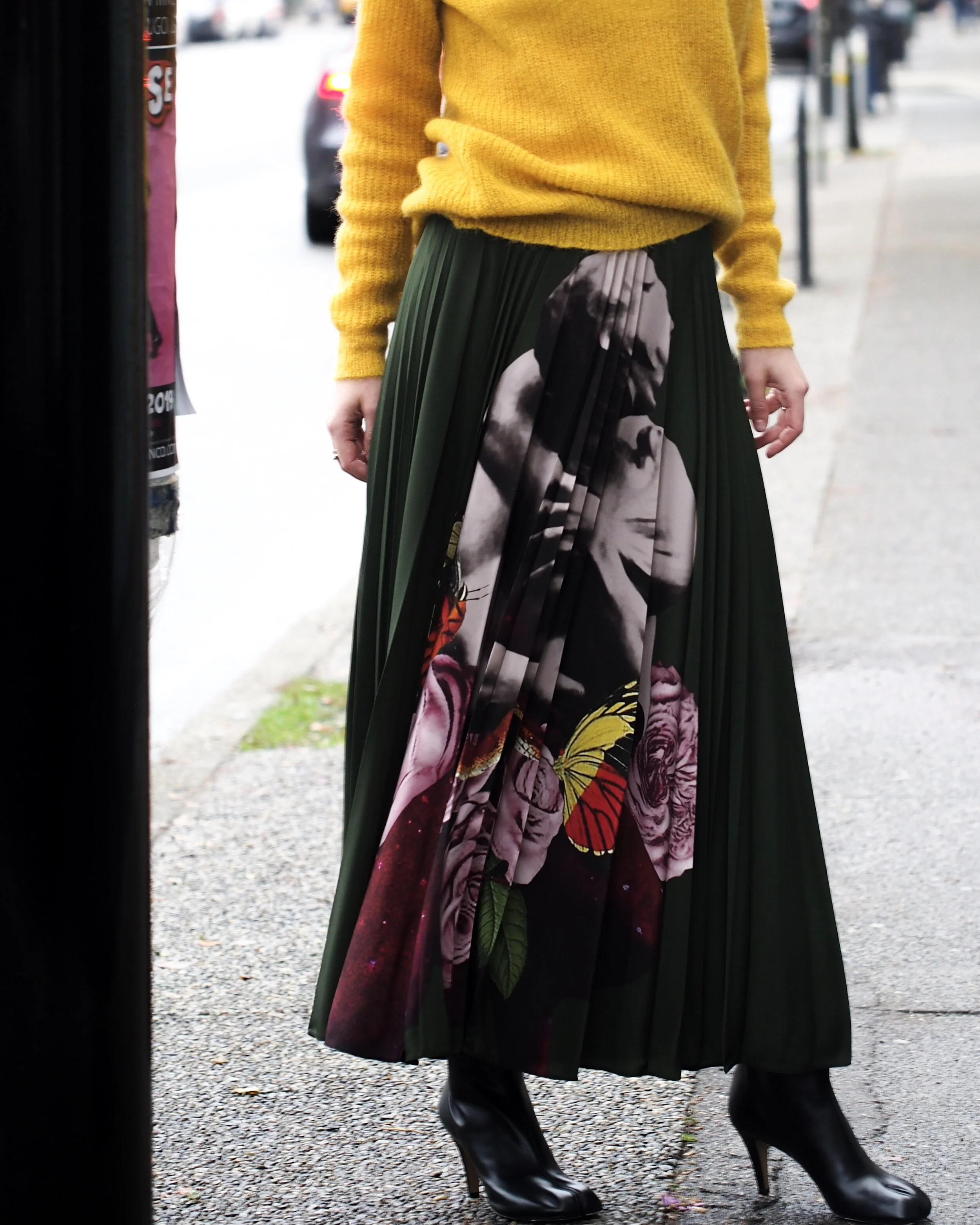 Valentino skirt and Maison Margiela booties