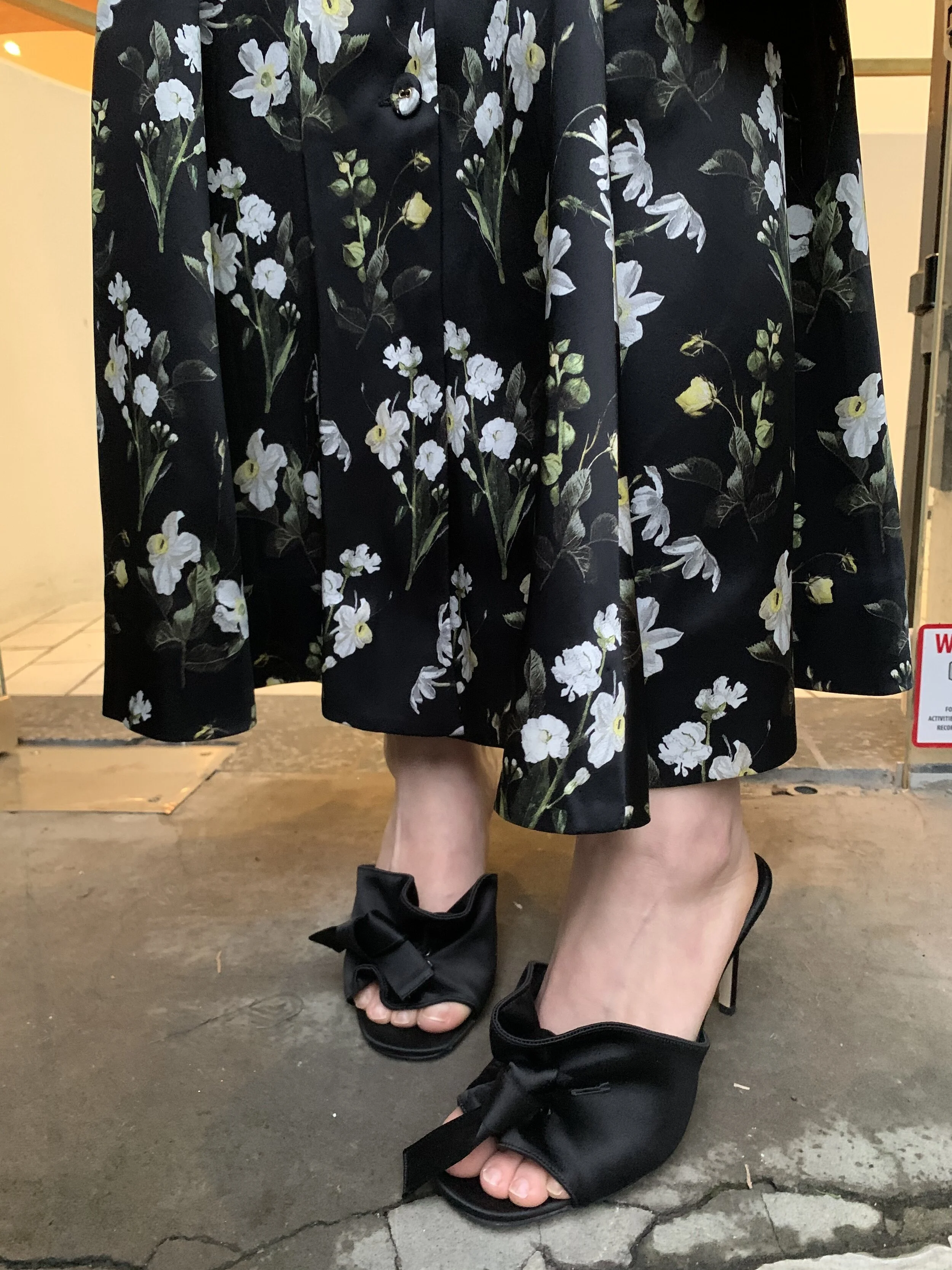  . . . .  and some darling satin mules by Paul Andrew make this look the epitome of feminine. 