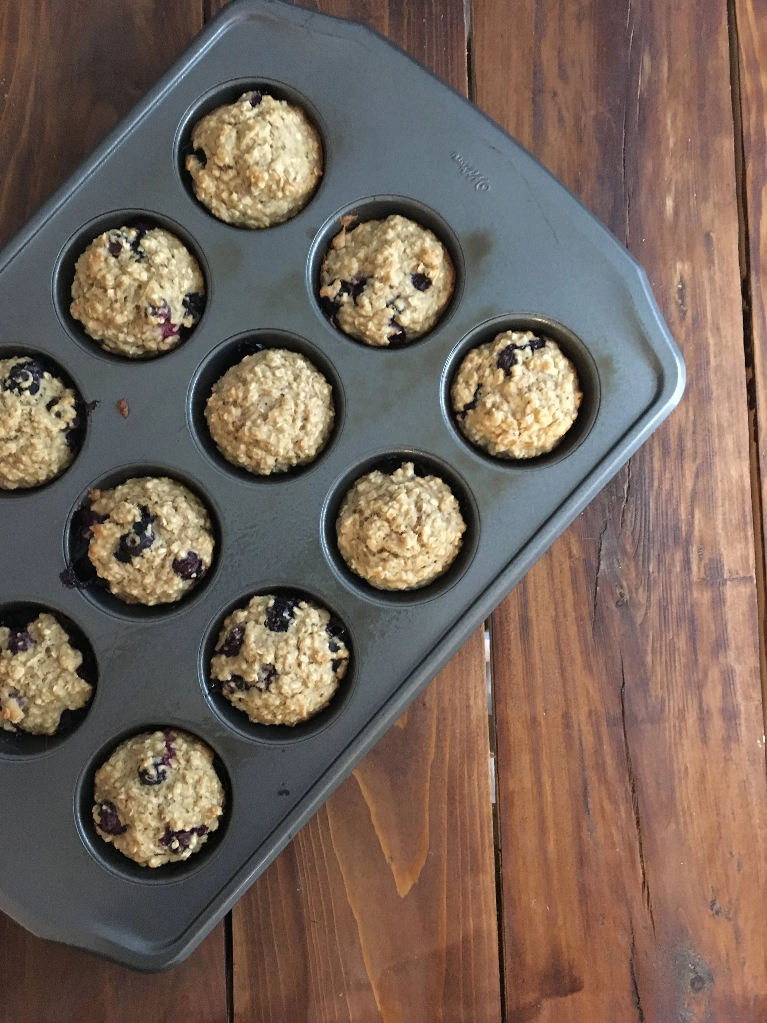 Lighter Blueberry Oat Muffins