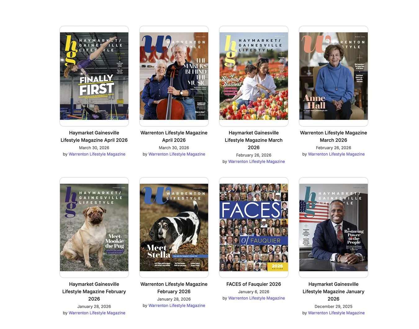 Warrenton Lifestyle and Haymarket & Gainesville Lifestyle magazine covers