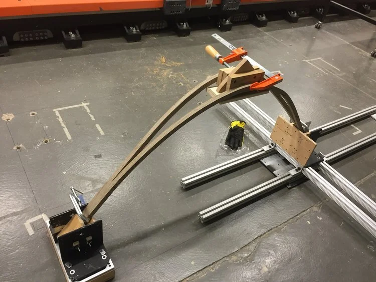 6. Fastening wood in place after bending in order for it to dry