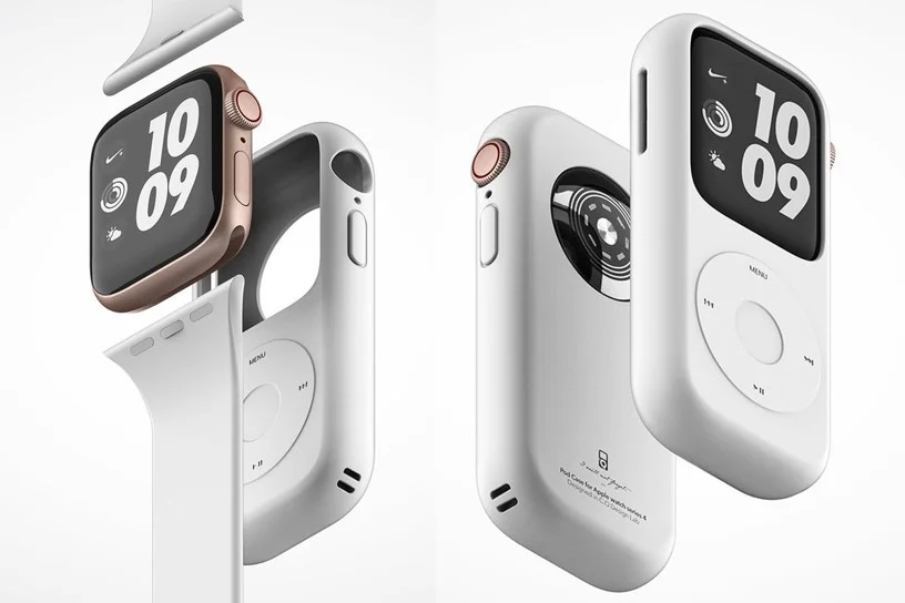 APPLE WATCH IPOD CONCEPT Spotted by 9to5Mac , the concept images show a silicone case in the shape of Apple’s classic click-wheel iPod, that neatly houses an Apple Watch Series 4. None of the buttons on the case are functional, of course, but are just there for aesthetic purposes. You’d still be able to use the Apple Watch as normal, through the touchscreen or via a pair of wireless earbuds.