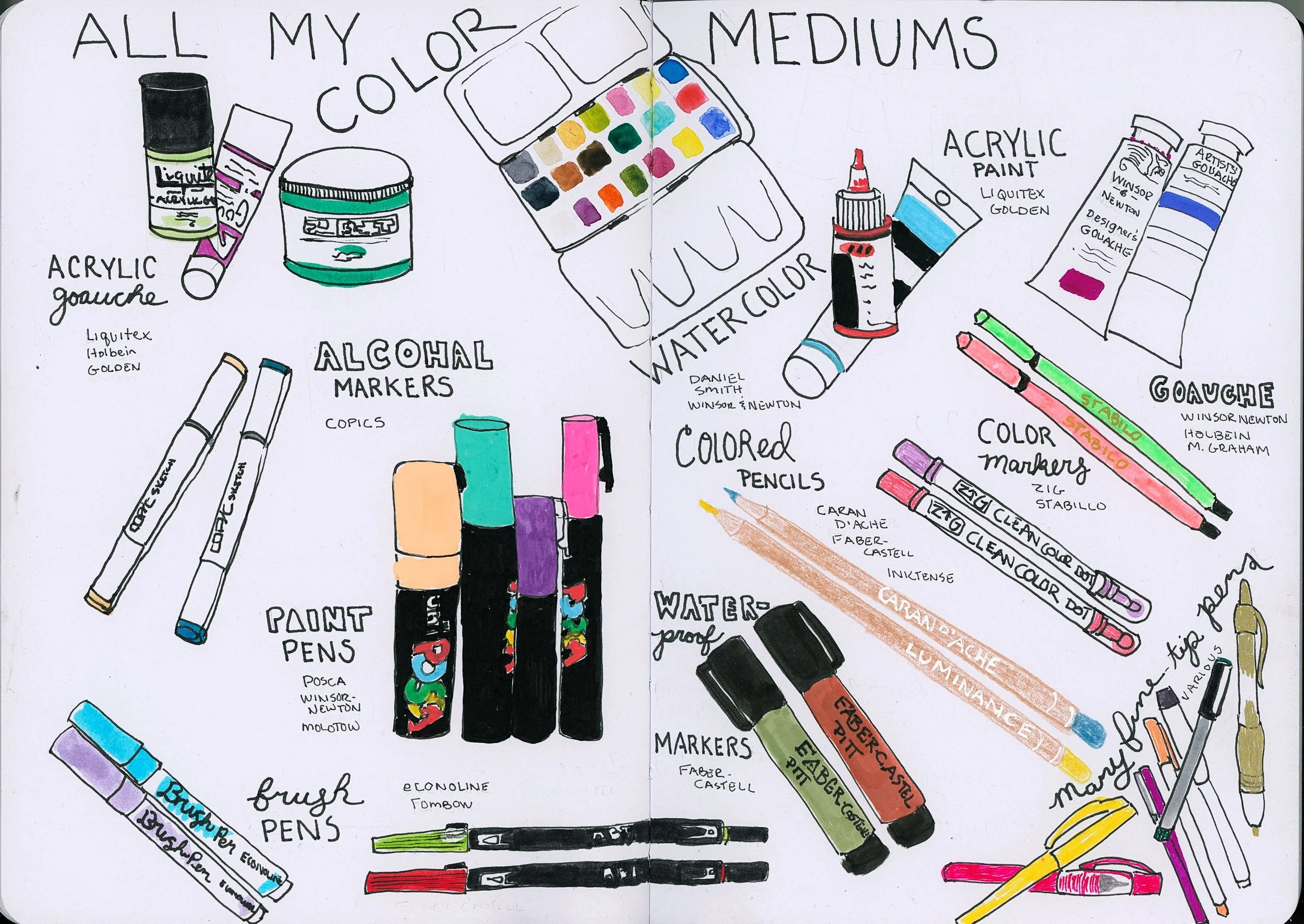 A collection of color mediums January 26