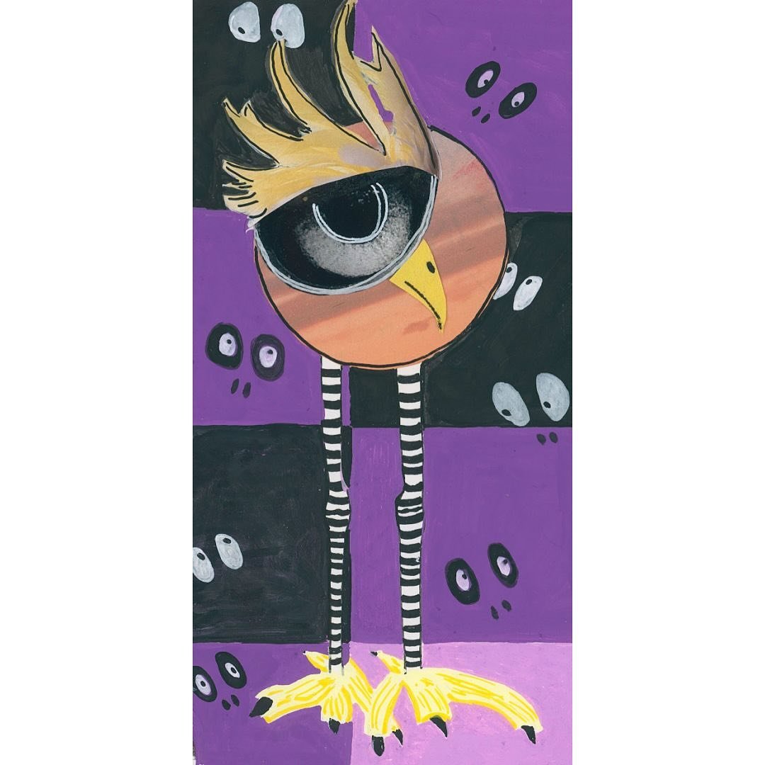 Halloween seems like so long ago already! But I did want to share this little bird that came out of pure play in my art journal. Swipe to see whole spread.
Kinda fun. Remember fun?  He reminds me&hellip;the harder the days ahead get, the more importa
