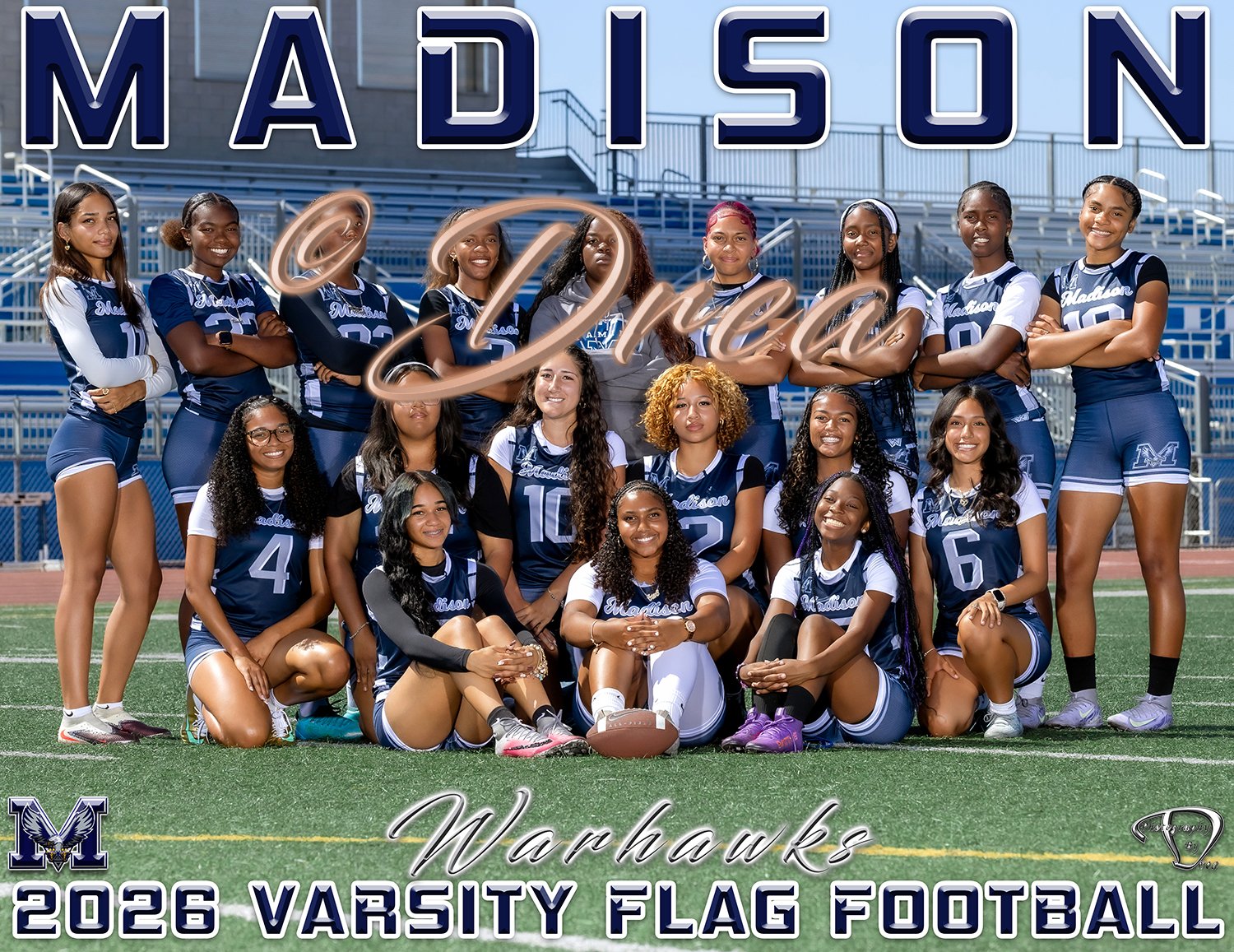 Madison High School Varsity Flag Football Team Picture Day Portrait | San Diego Sports Photographer