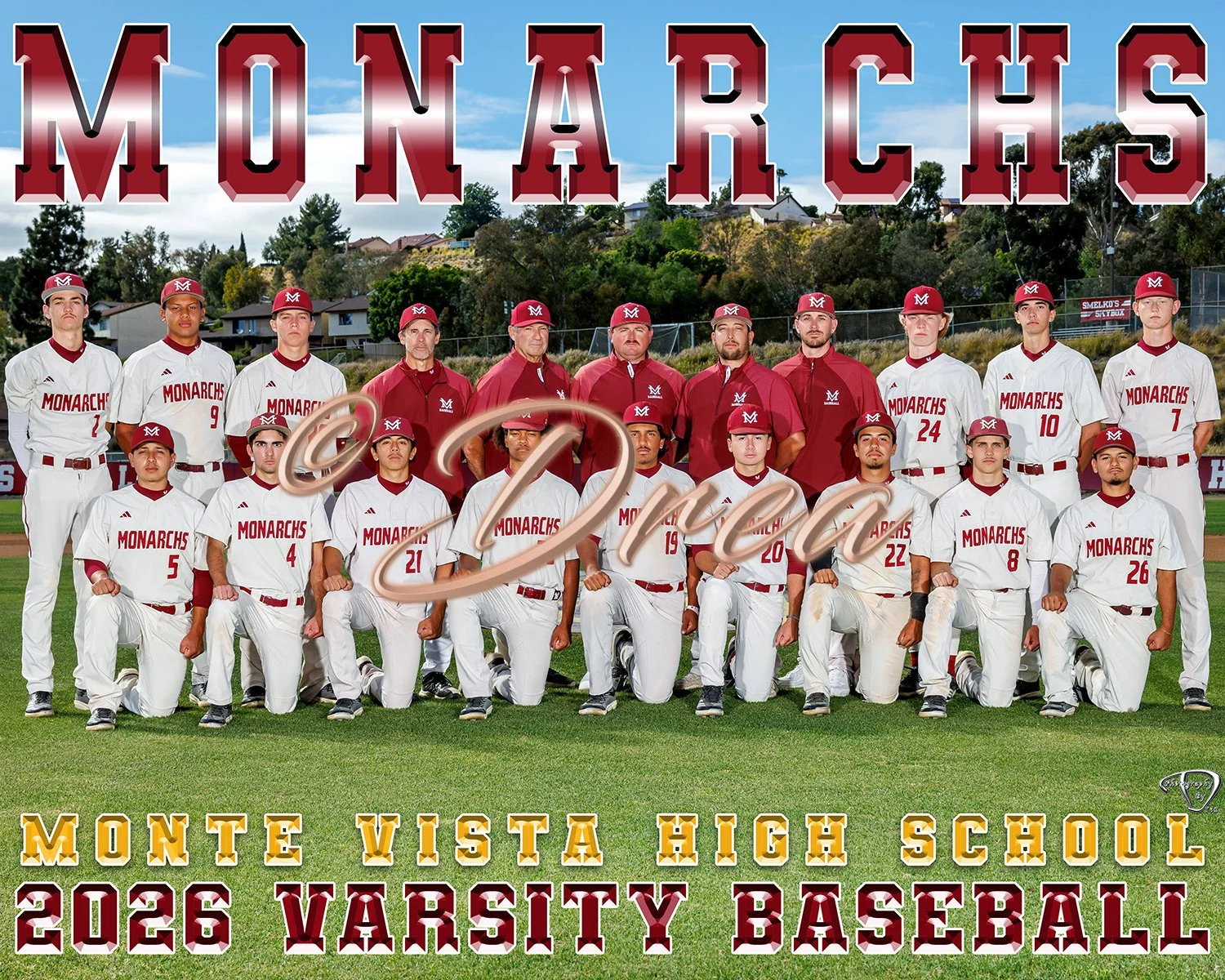 Monte Vista High School Varsity Baseball Picture Day Portrait | Spring Valley Sports Photographer