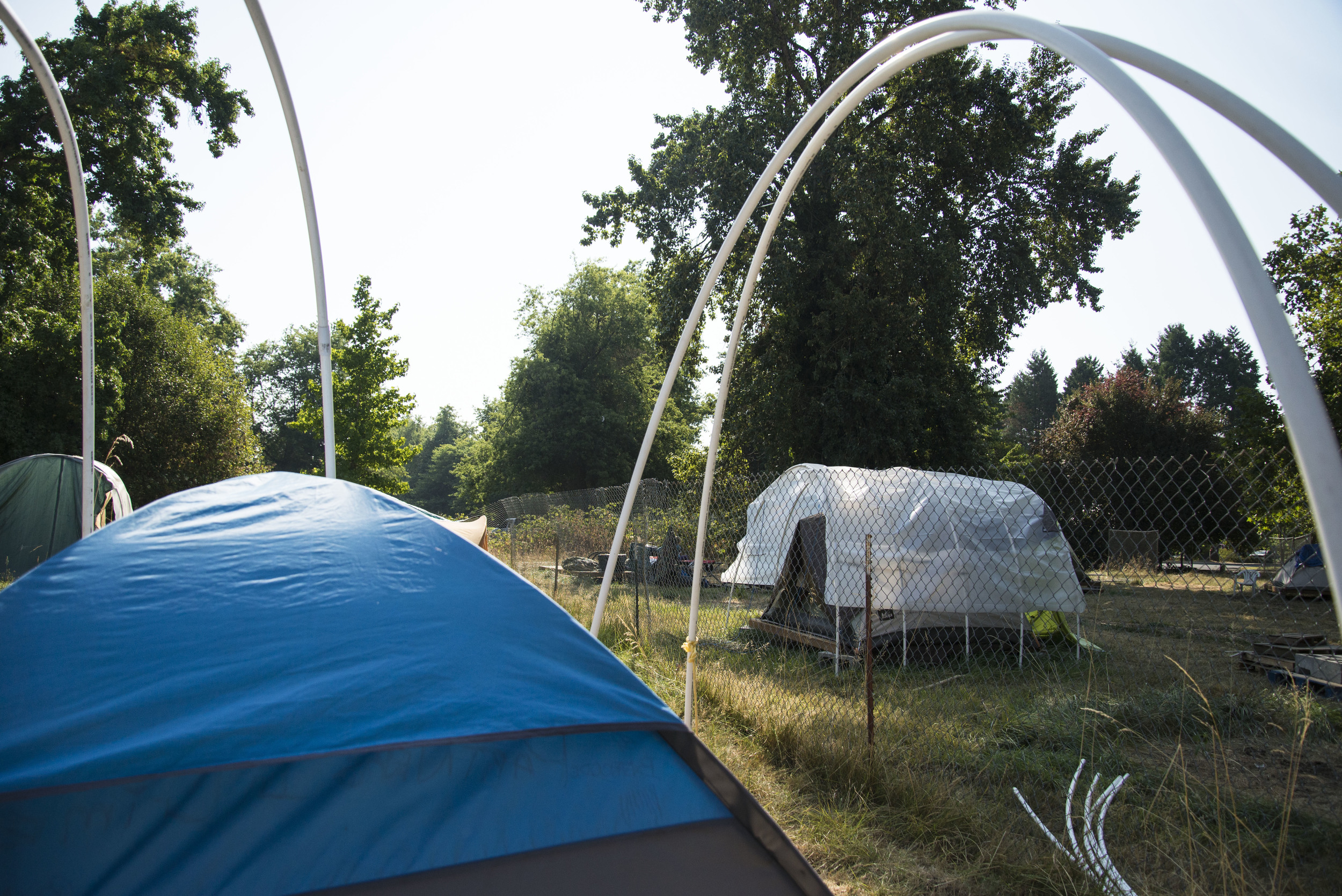 Eugene, ORE - Nightingale Health Sanctuary prepares for moving to a new rest stop. The piping is part of the infrastructure to the conestega mobile housing, By: Debra Josephson