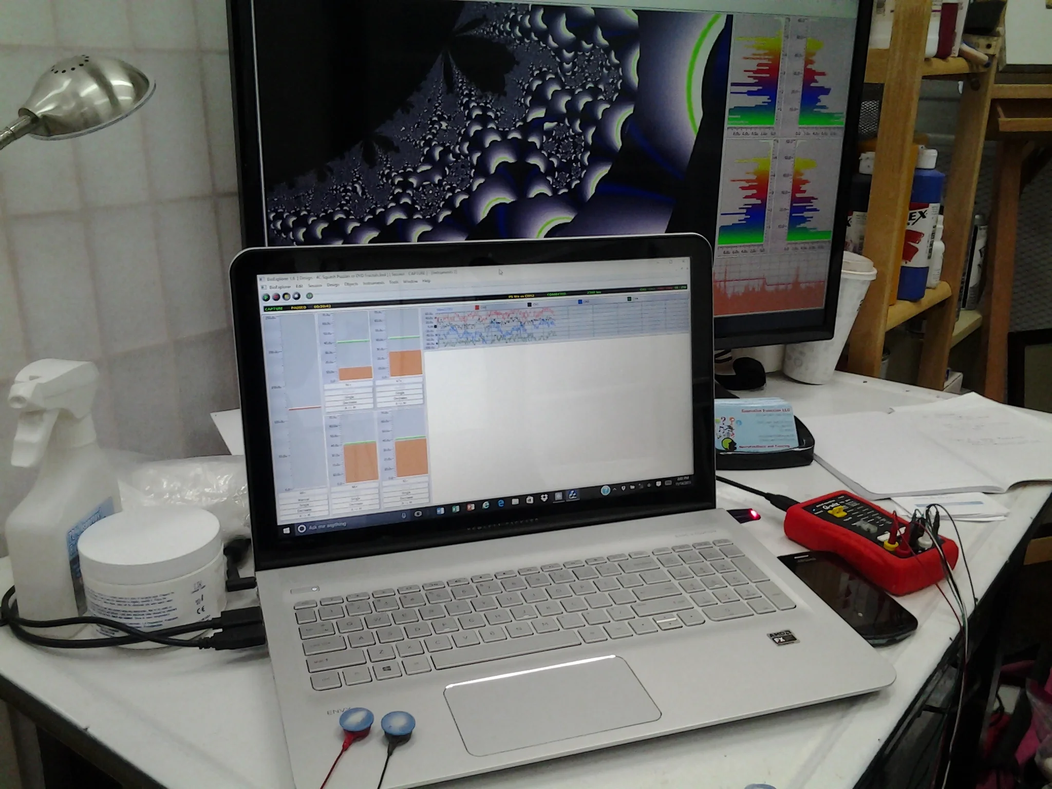 Presenting neurofeedback demos at a local art studio.