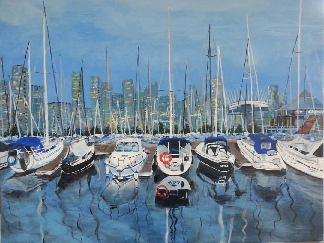 SOLD "From the Raven's Boat" 24x30 Acrylic on Canvas 