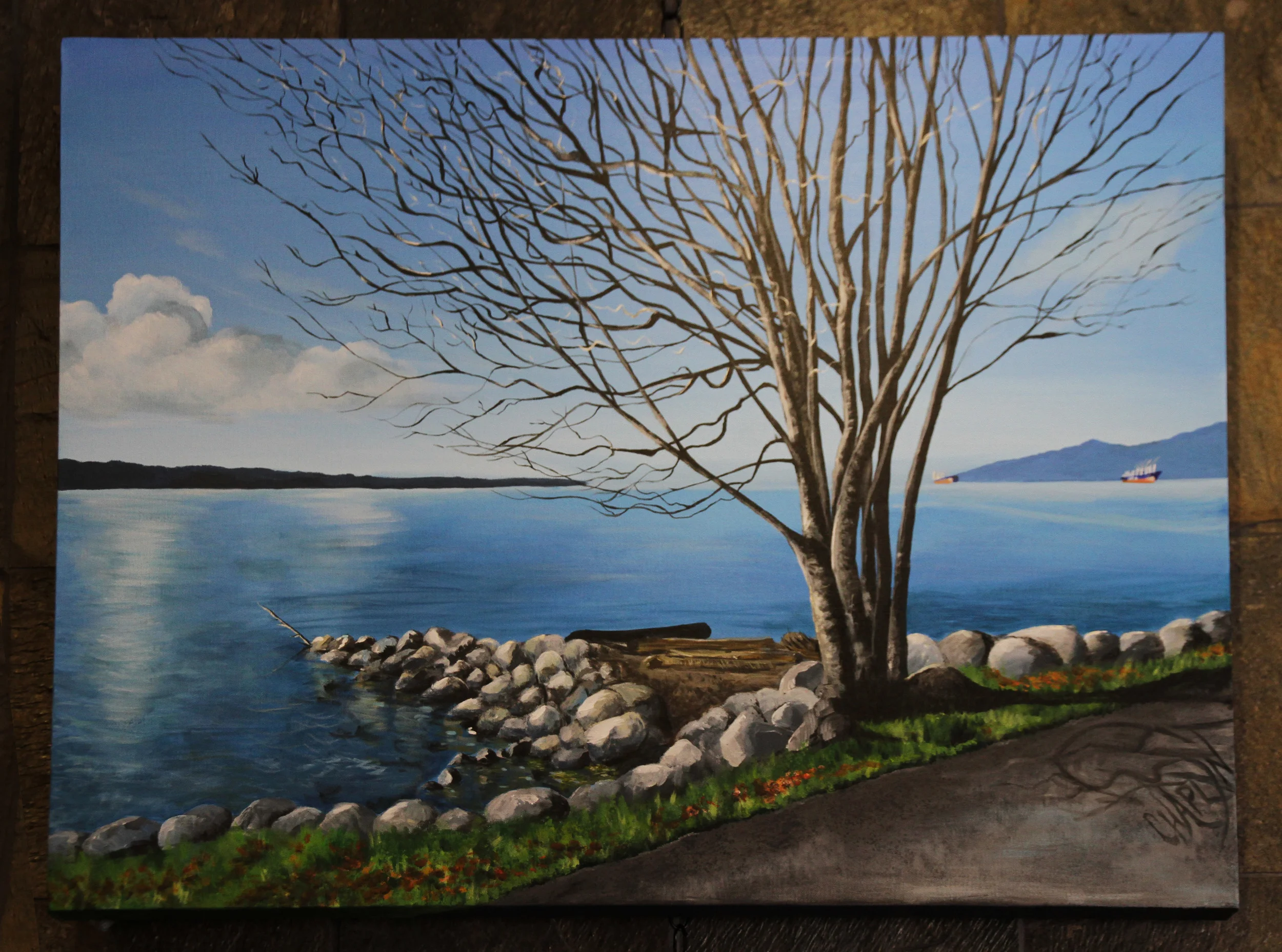 SOLD "English Bay, Late Autumn" 30x40 Acrylic on Canvas 