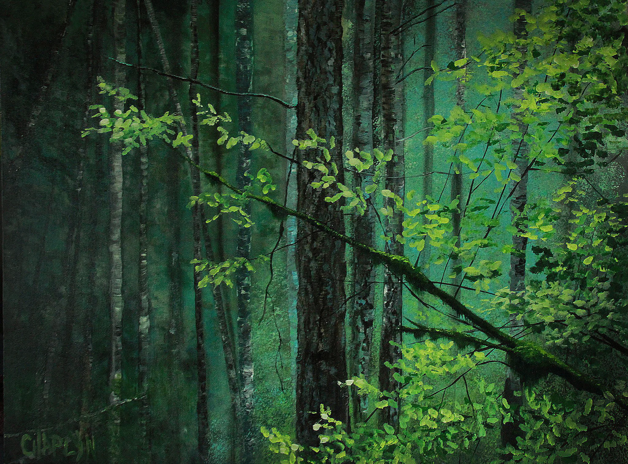 SOLD "Deep in the Woods" 30x40 Acrylic on Canvas
