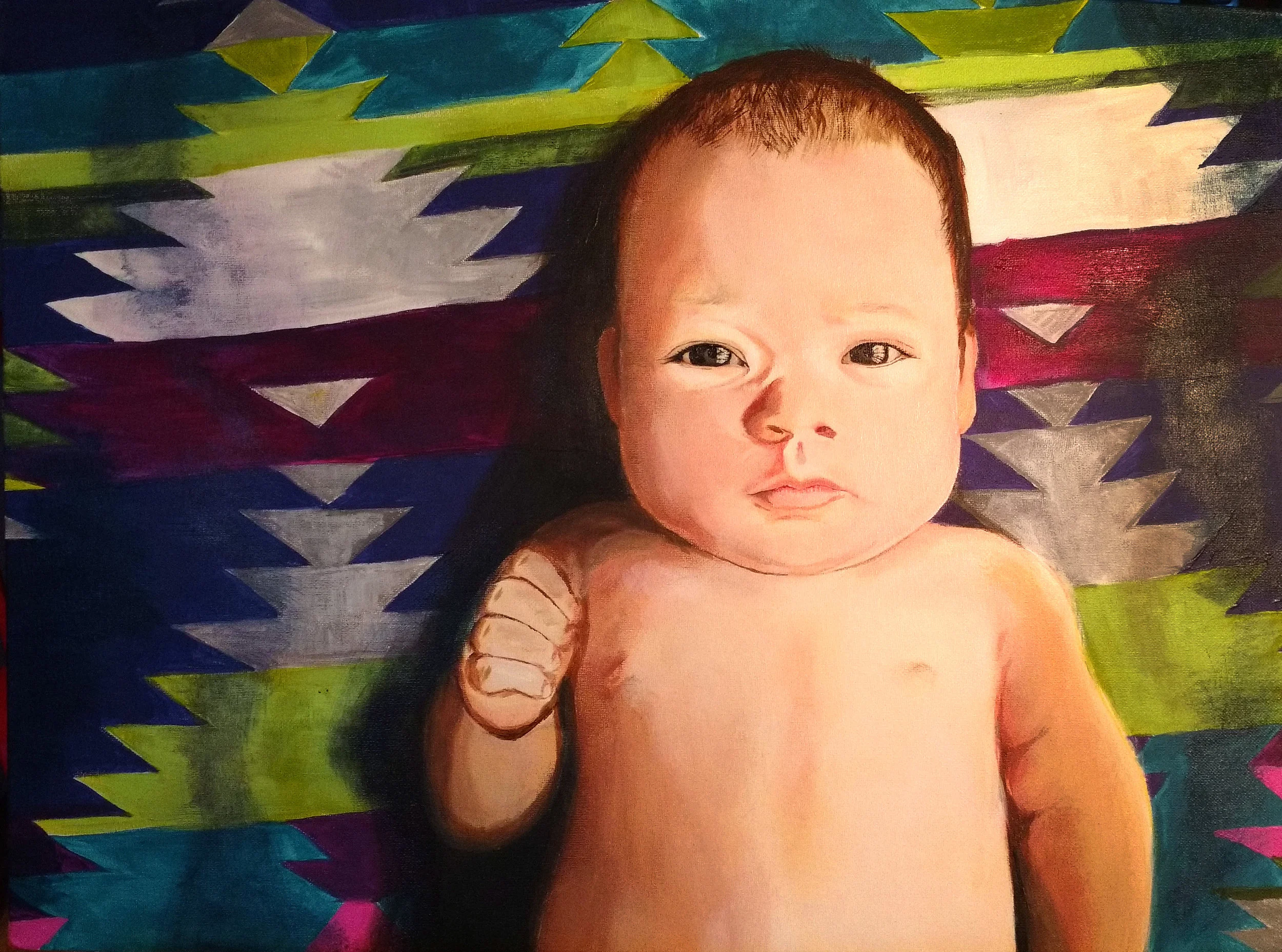 Baby Portrait Commission - 16x20 Acrylic on Canvas Board
