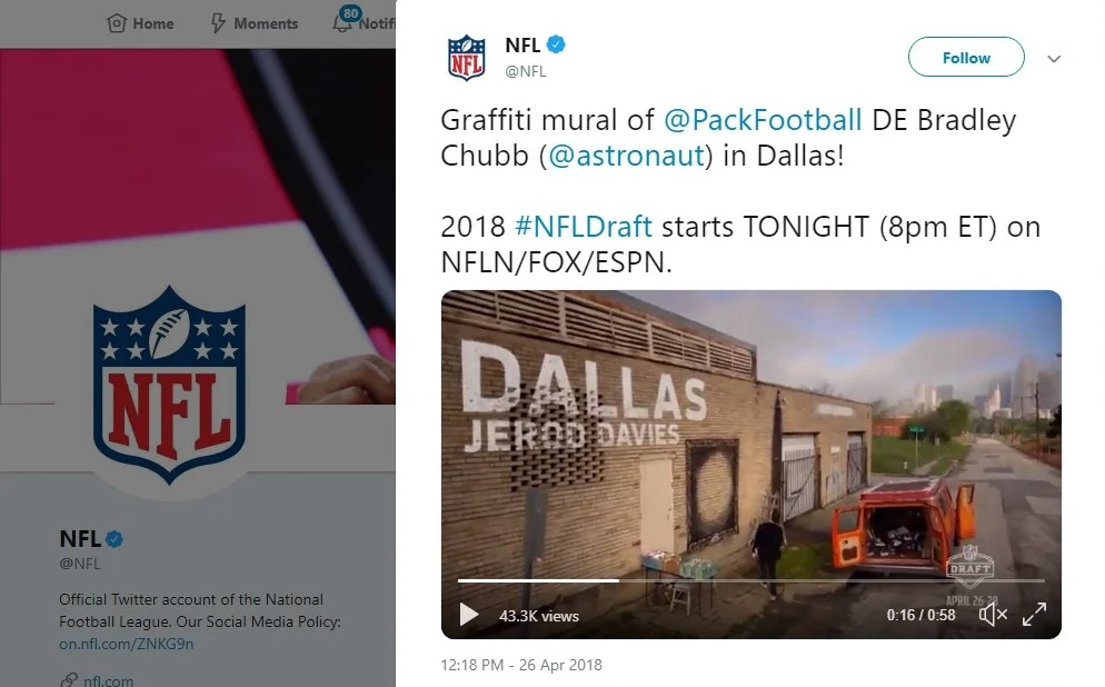 Graffiti mural of DE Bradley Chubb in Dallas!