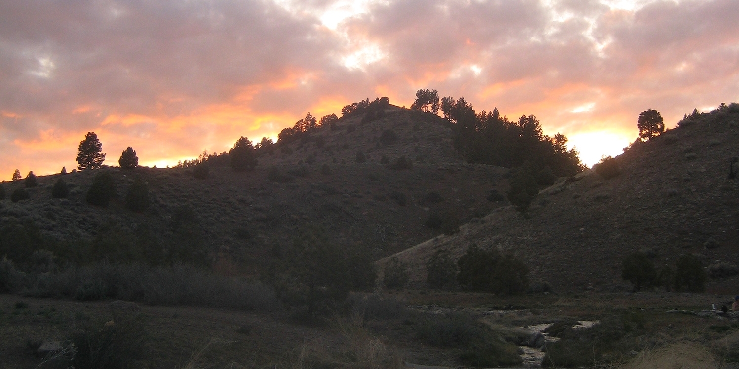 Camp on the Carson River with the hot water creek in the foreground