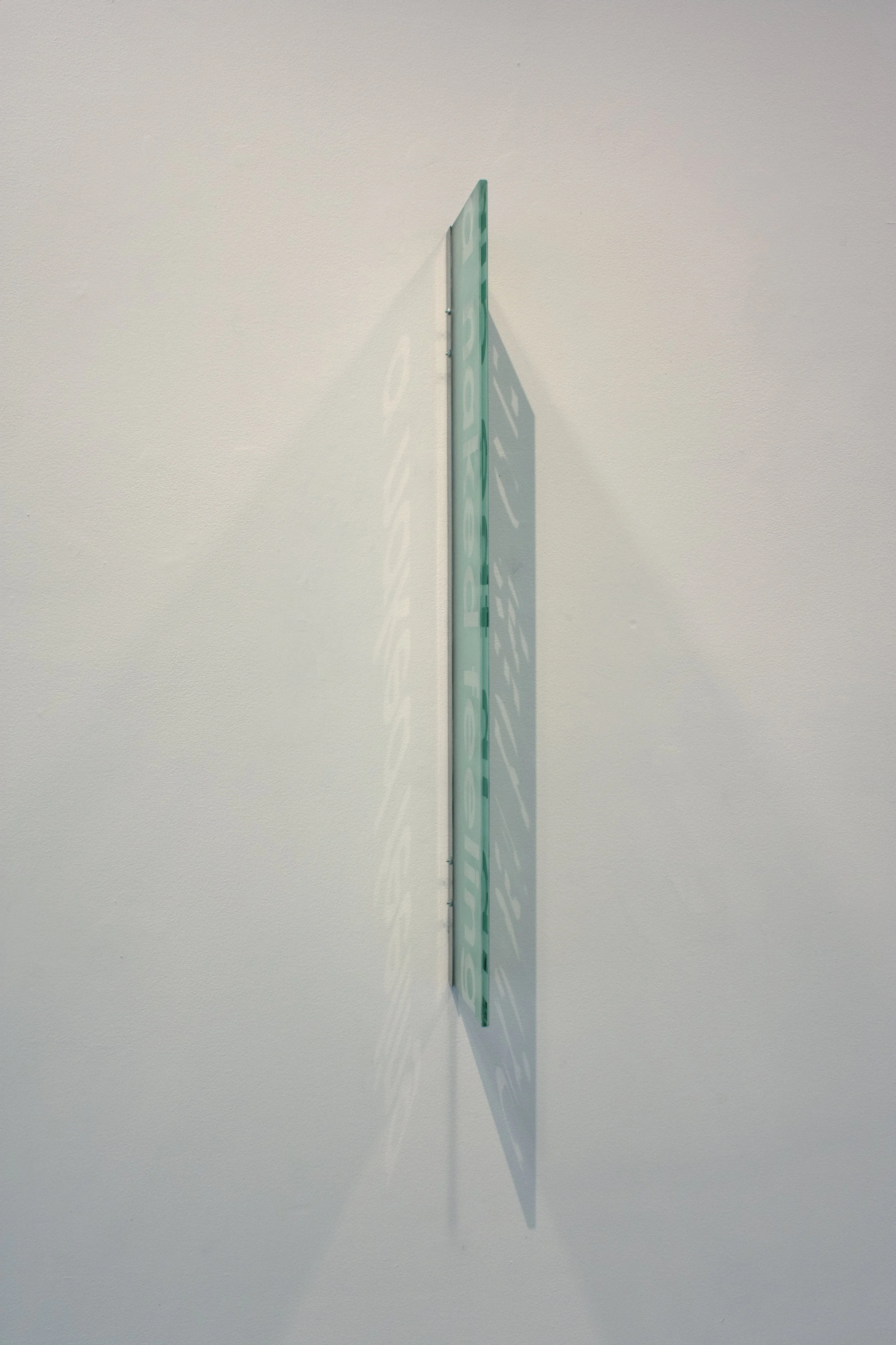 no title (from the to be a vision series) Glass and Steel Panels each 36” x 8” x 3/8” 2019