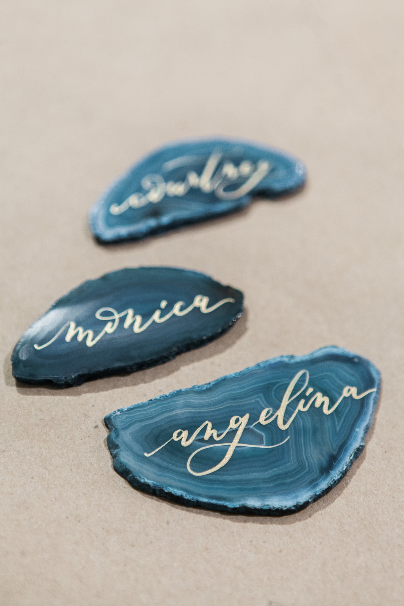 Little agate place cards in my favorite color for all the students!
