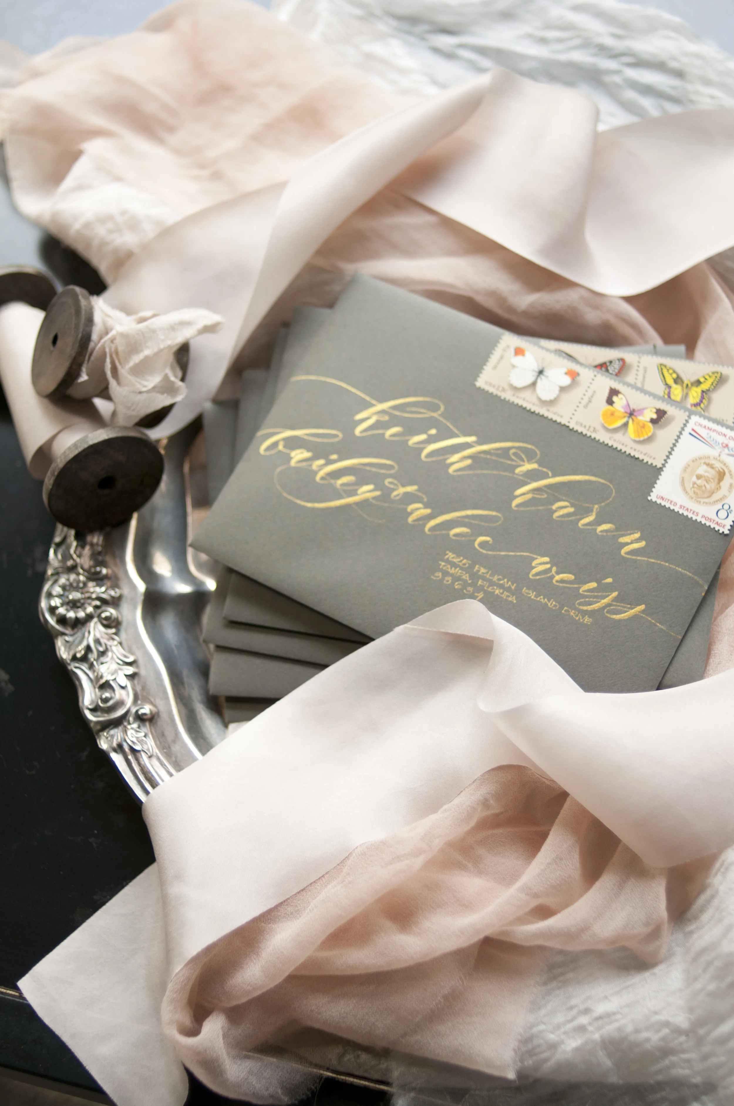 seniman calligraphy kurtz gold addressing on slate envelope_4.JPG