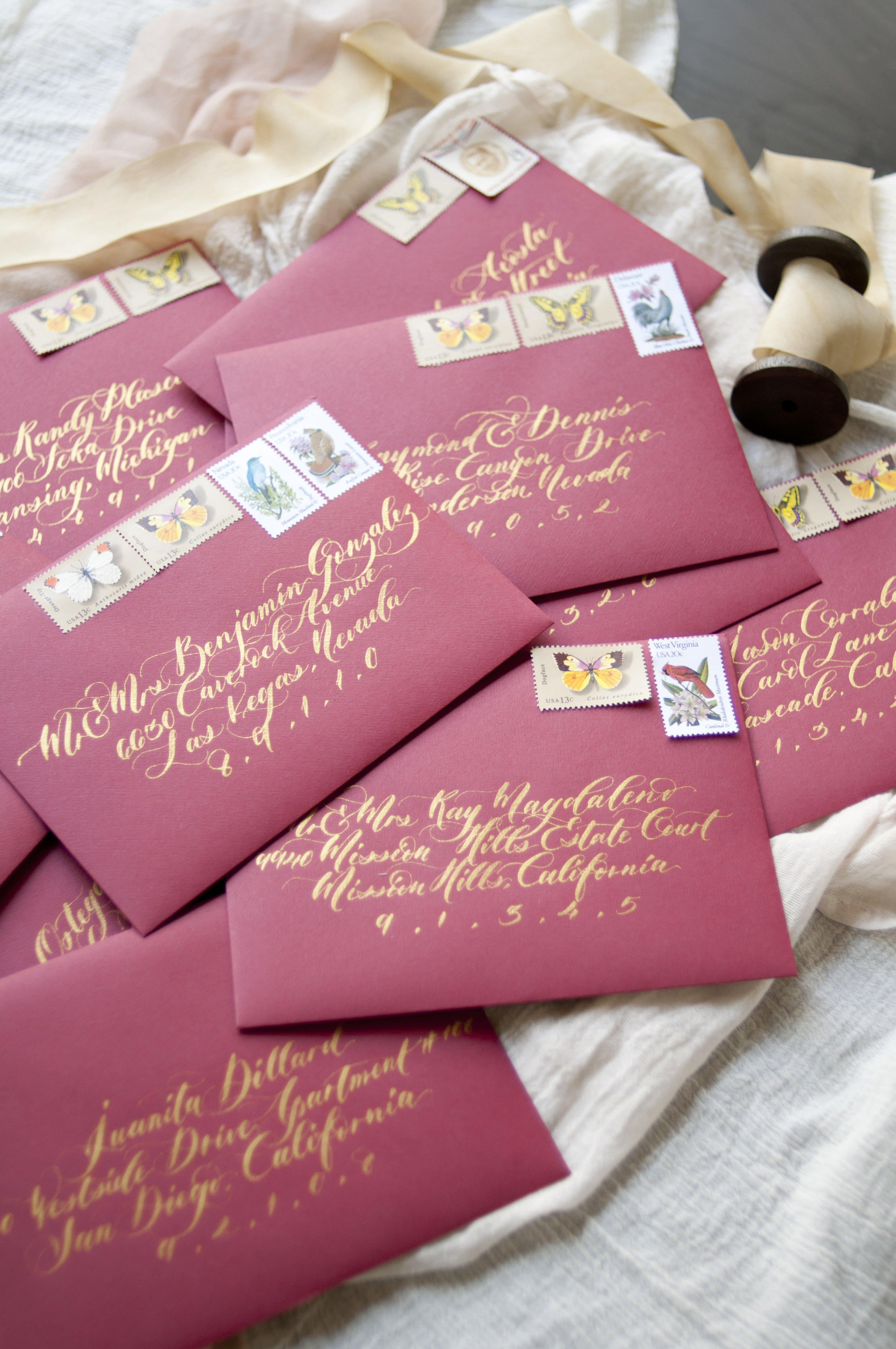 I'd like to think those vintage stamps are one of the reasons you guys likes my photo, other than the gold calligraphy of course!