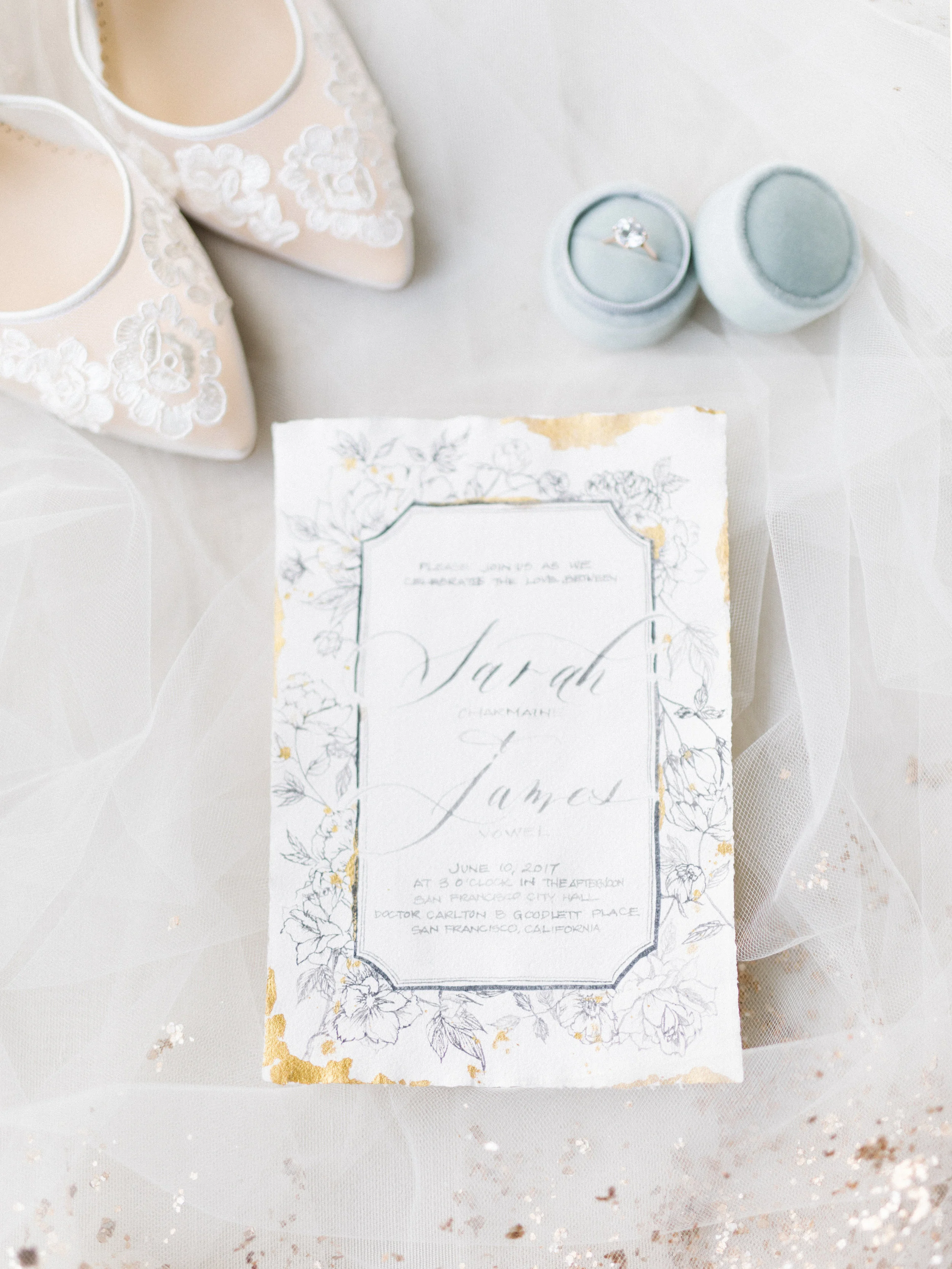 Romantic Wedding Invitation for San Francisco City Hall Wedding by Tenth and Grace