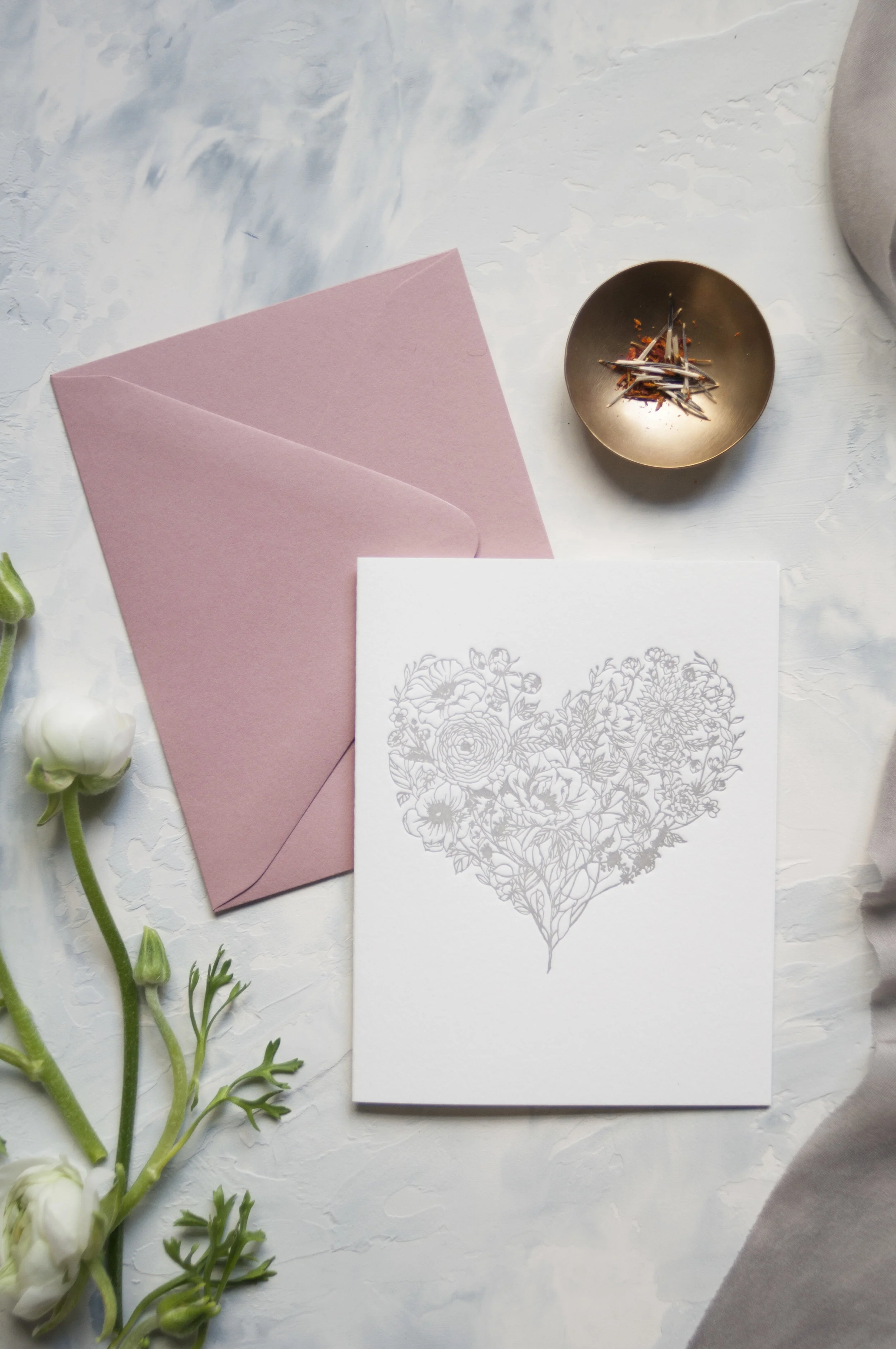 Seniman Calligraphy flower heart letterpress cardes_1.jpg