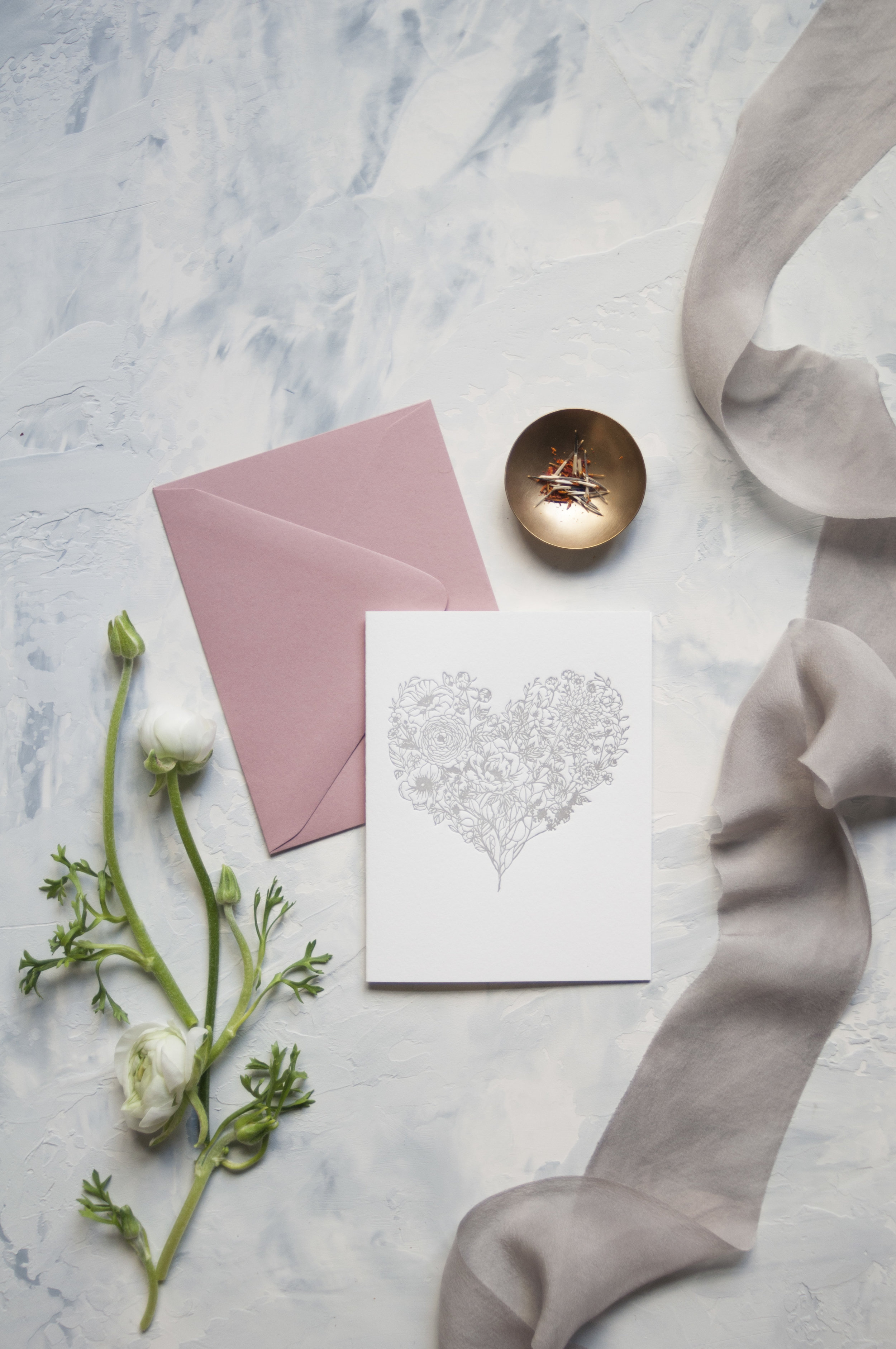 Seniman Calligraphy flower heart letterpress cardes.jpg