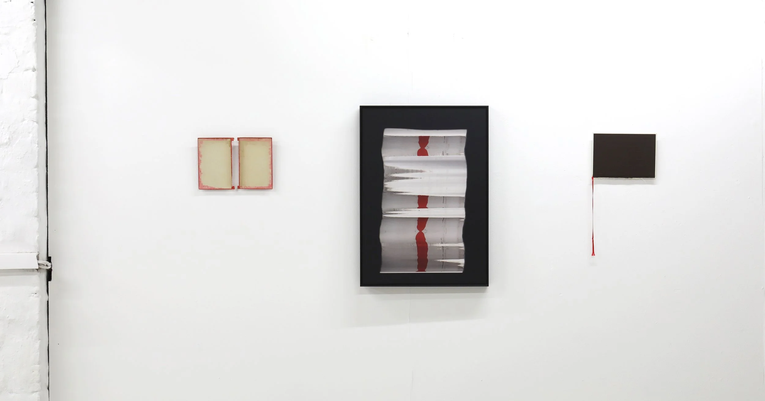 Installation View: The People of the River (left); Black Zodiac (centre); With What Words With What Silence III (right).